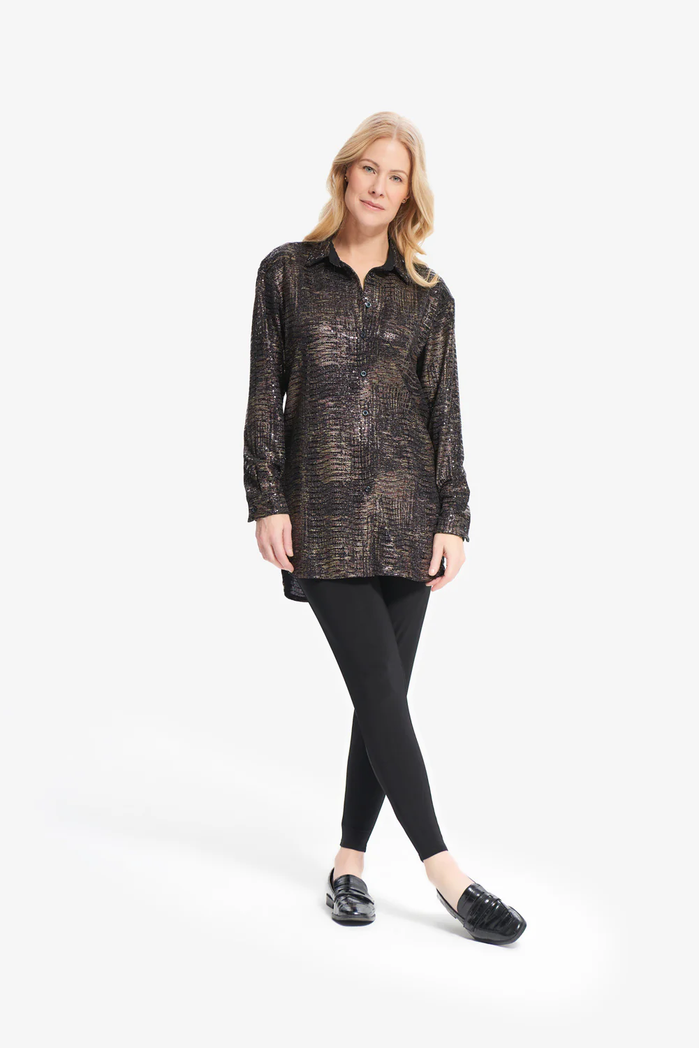 Joseph Ribkoff Black/Multi Shimmery Blouse Style 214186 - Image 2