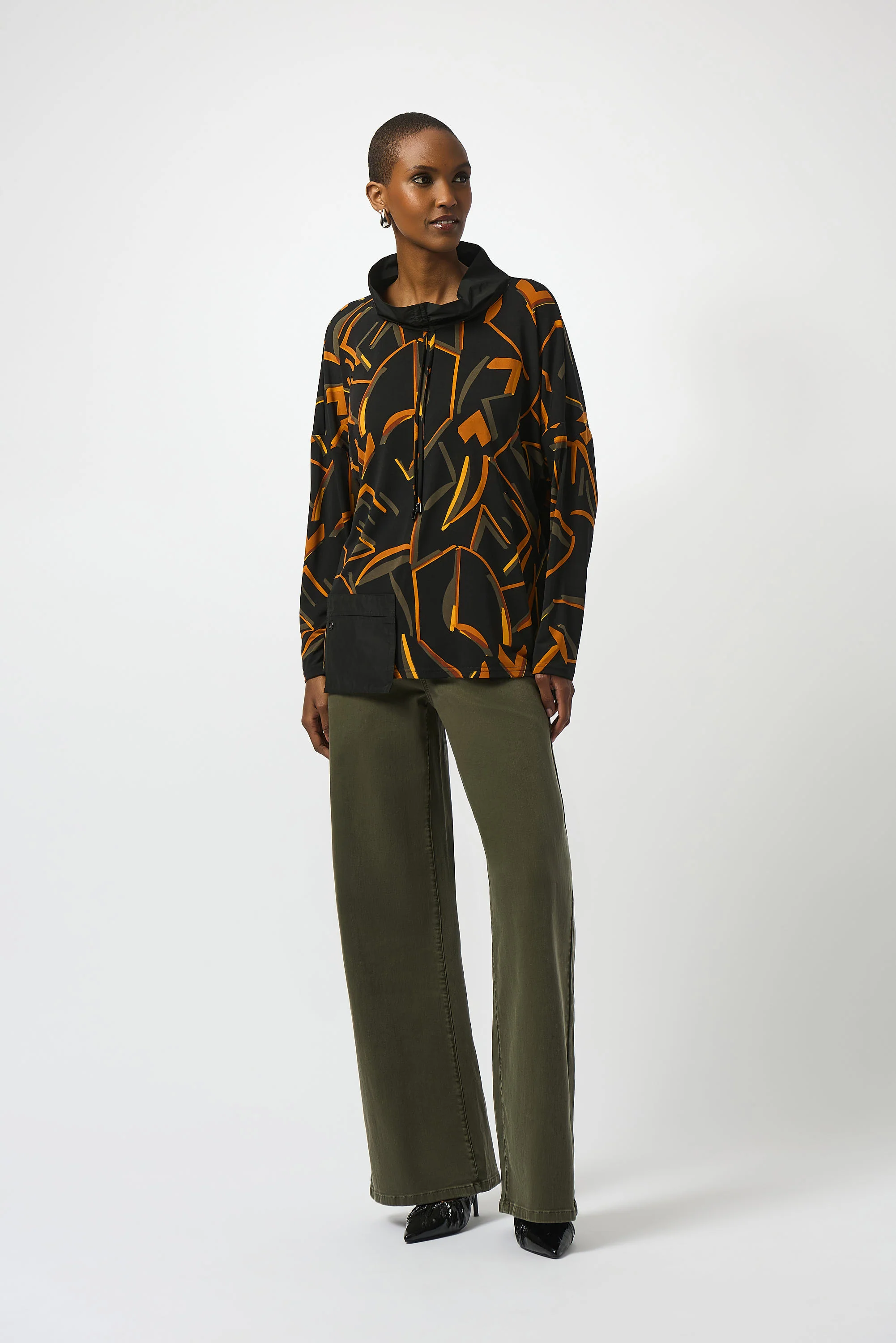 Joseph Ribkoff Black/Multi Silky Knit Abstract Print Boxy Top Style 253231 - Image 2