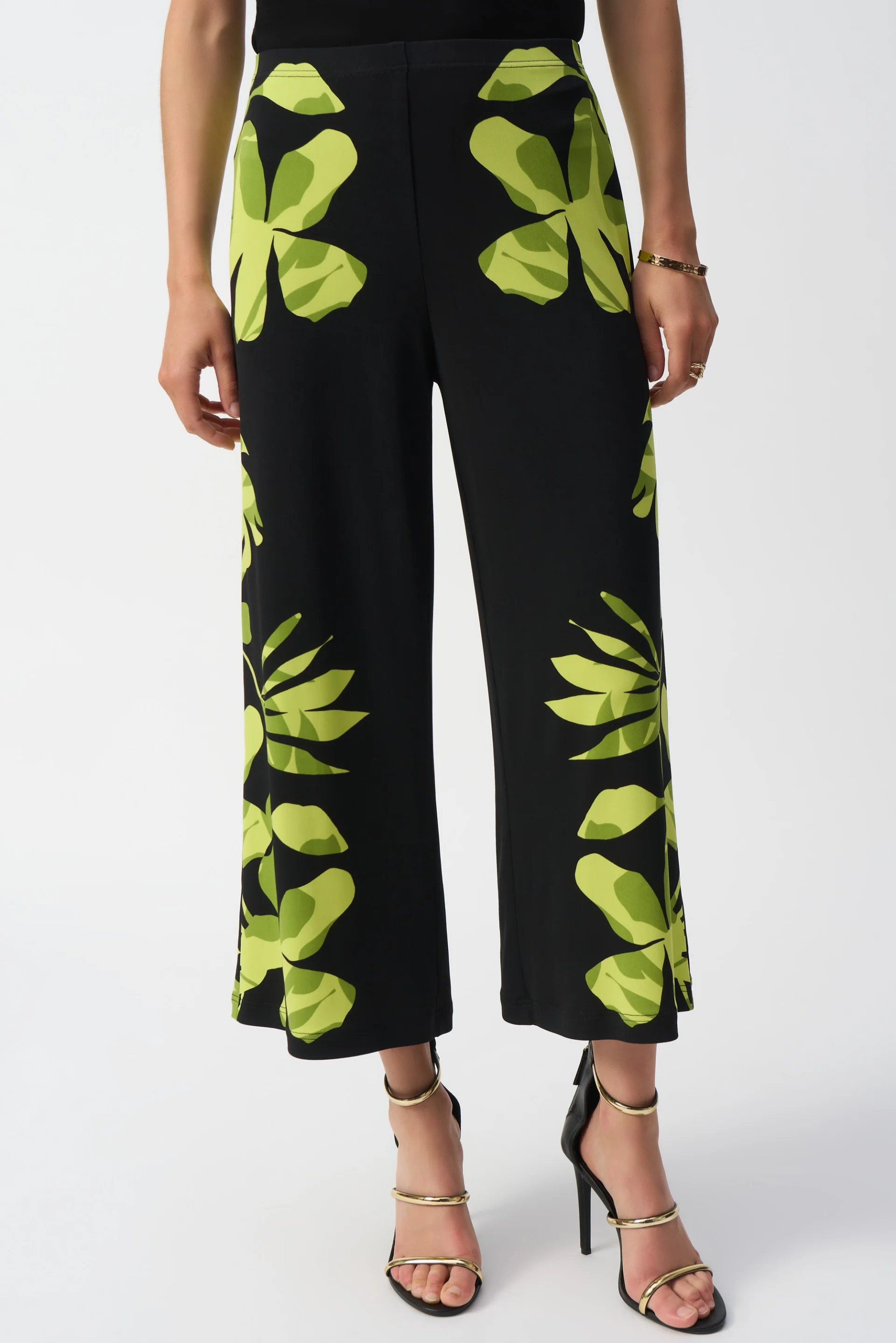 Joseph Ribkoff Black/Multi Silky Knit Floral Print Culotte Pants Style 251189
