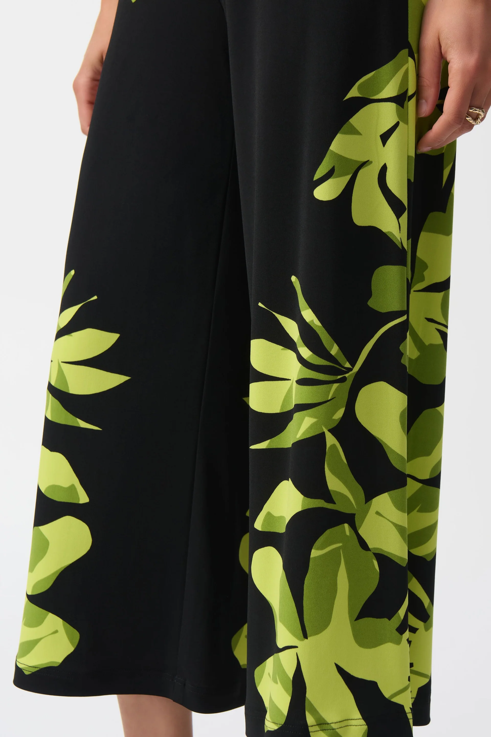 Joseph Ribkoff Black/Multi Silky Knit Floral Print Culotte Pants Style 251189 - Image 3