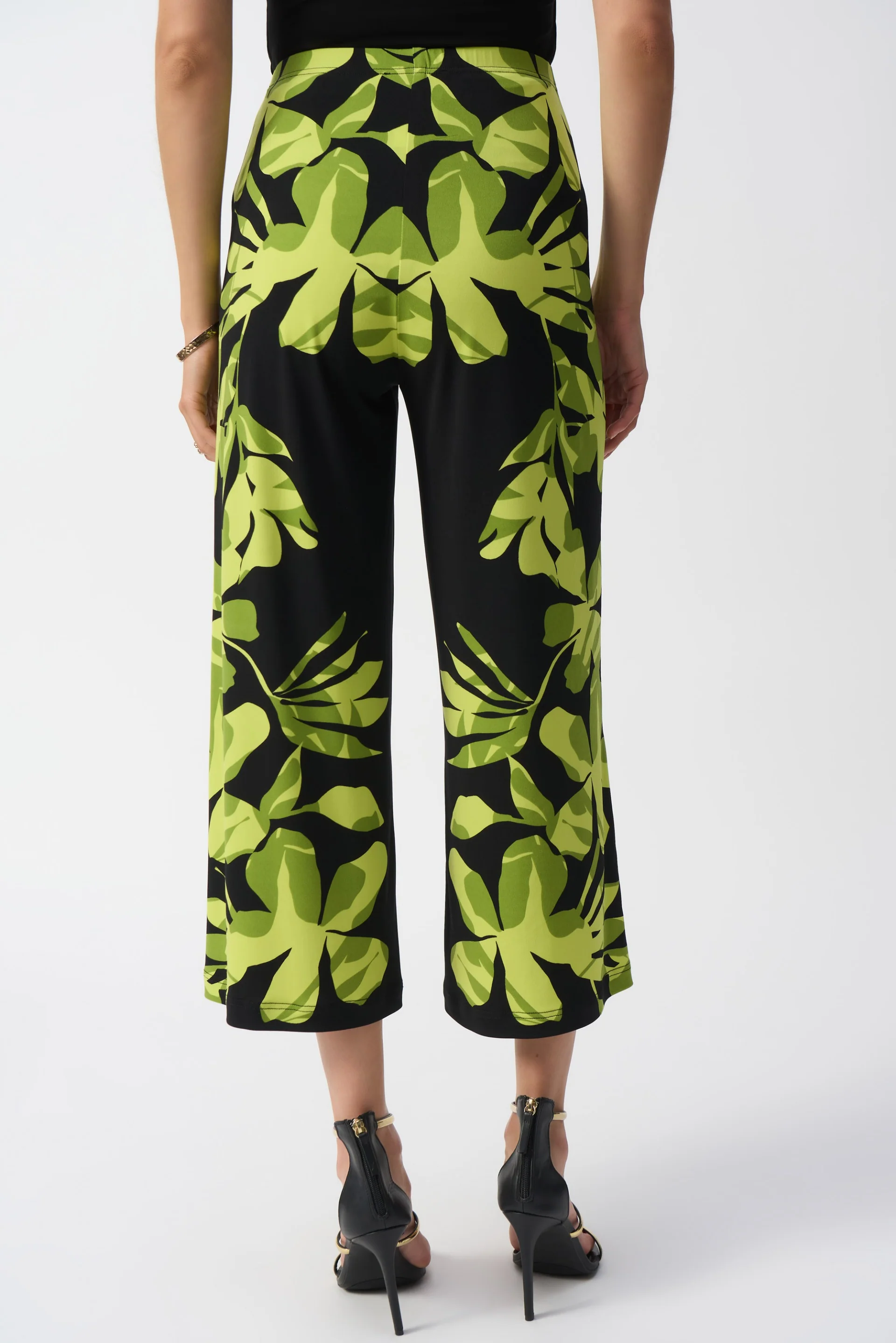 Joseph Ribkoff Black/Multi Silky Knit Floral Print Culotte Pants Style 251189 - Image 4