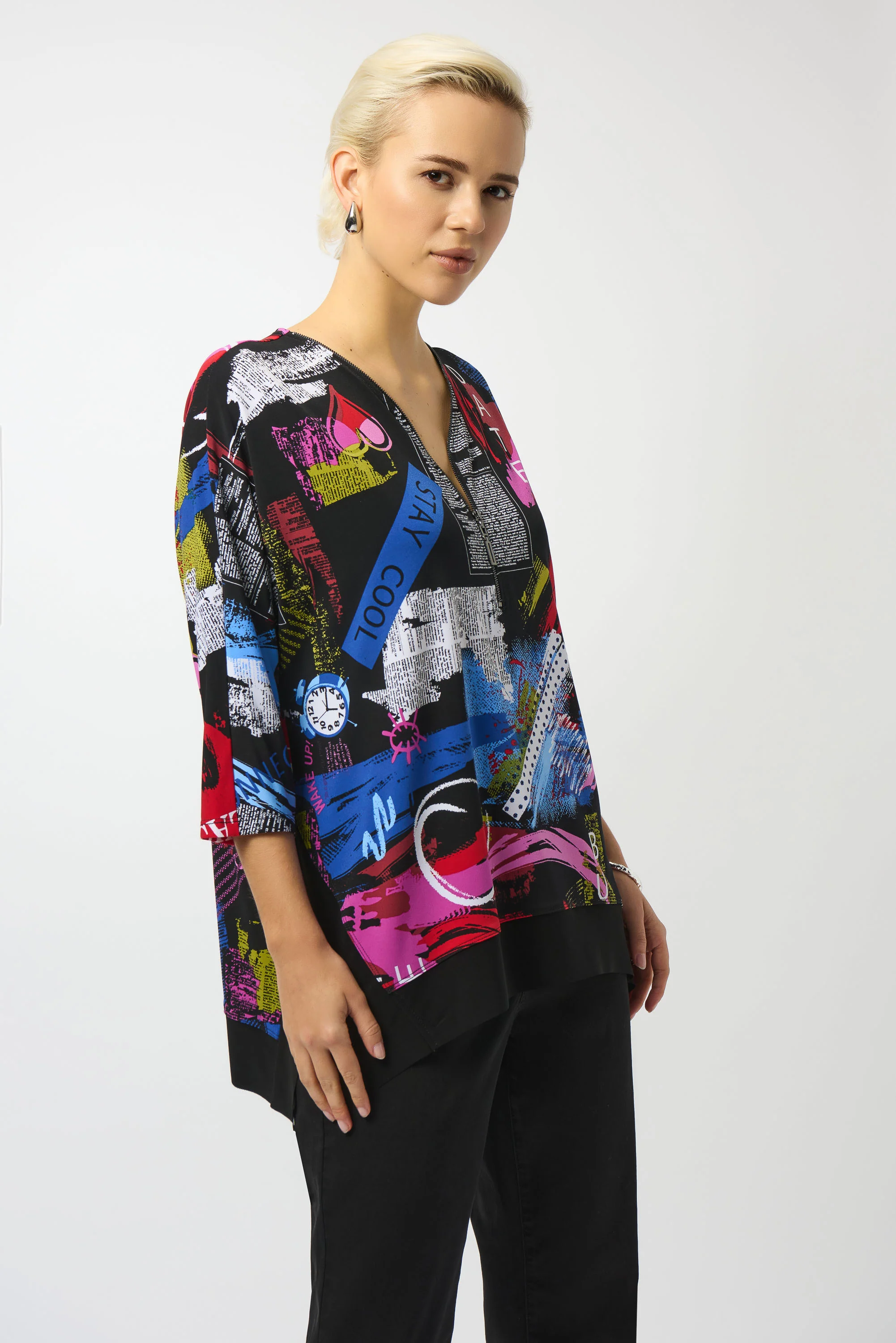 Joseph Ribkoff Silky Knit Printed Boxy Tunic Style 253113 - Image 2