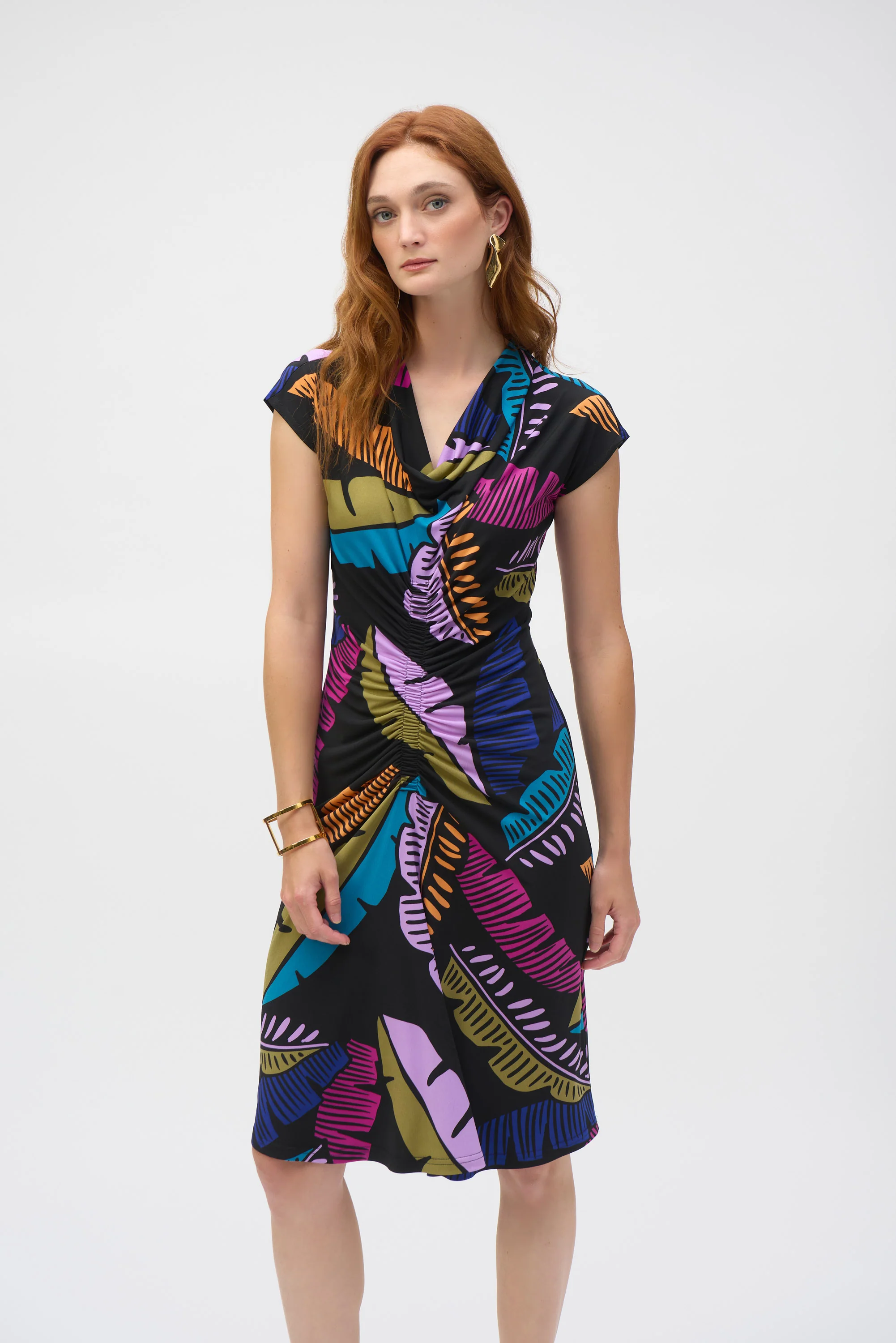 Joseph Ribkoff Black/Multi Tropical Print Sheath Dress 252096 - Image 2