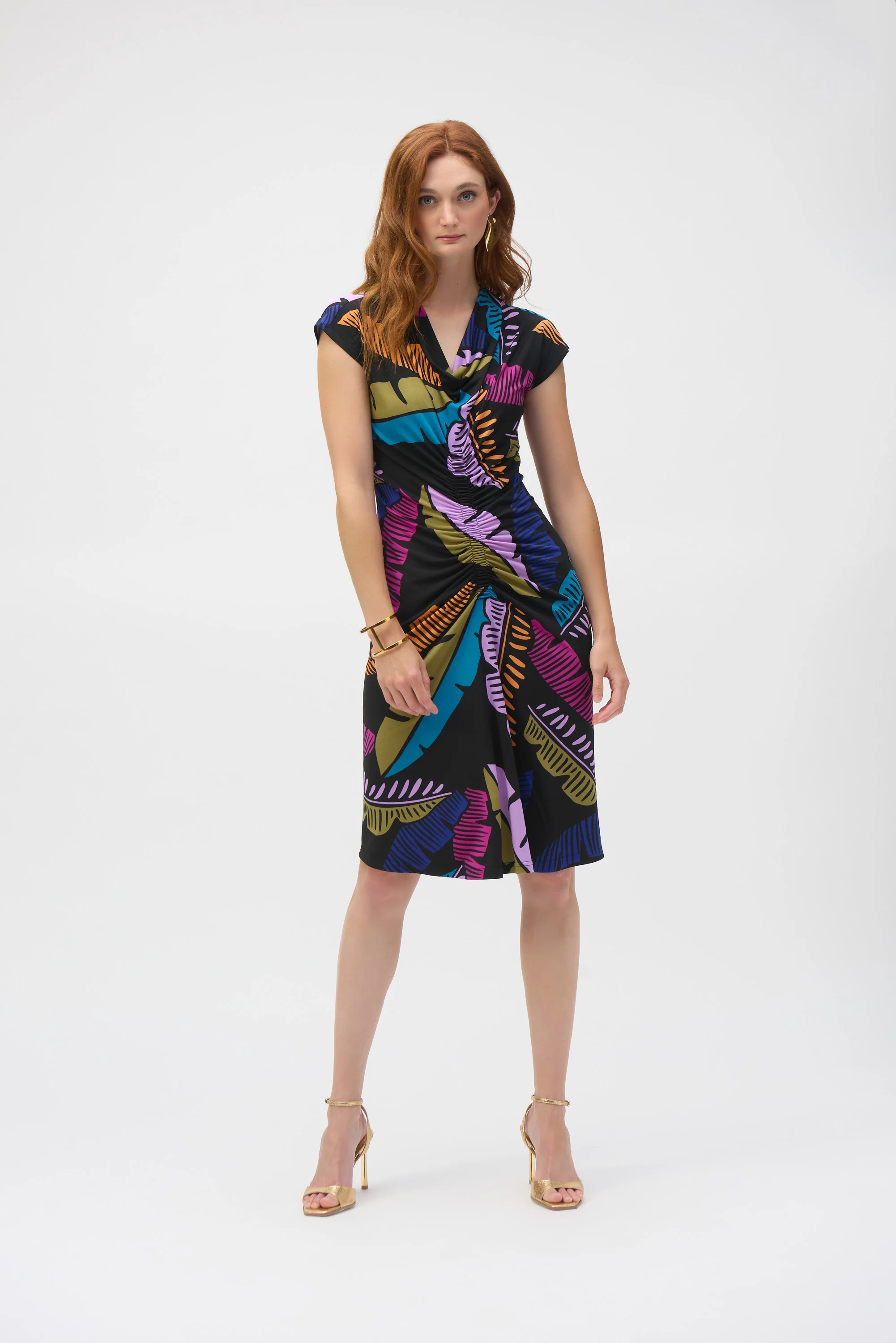 Joseph Ribkoff Black/Multi Tropical Print Sheath Dress 252096 - Image 3