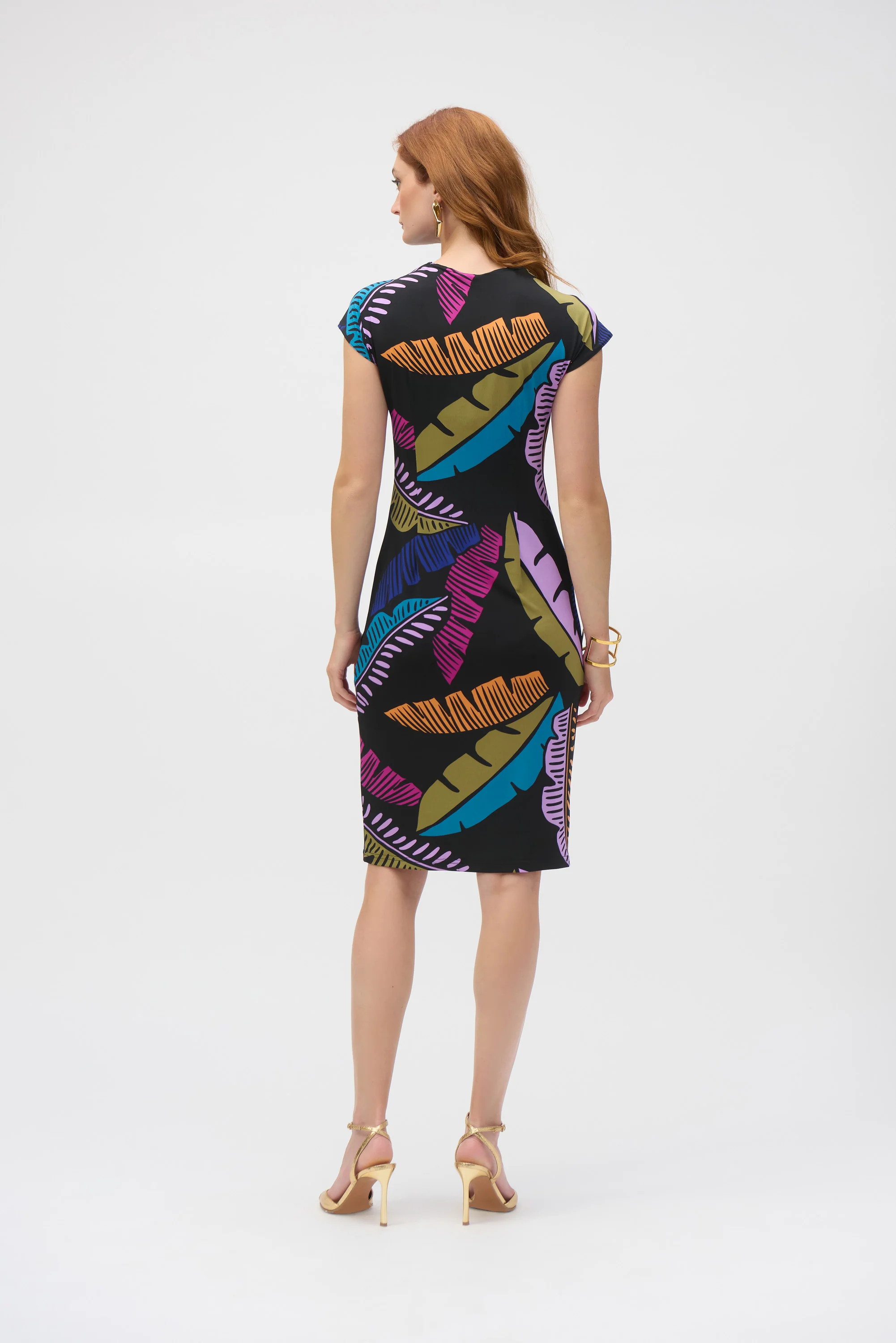 Joseph Ribkoff Black/Multi Tropical Print Sheath Dress 252096 - Image 5
