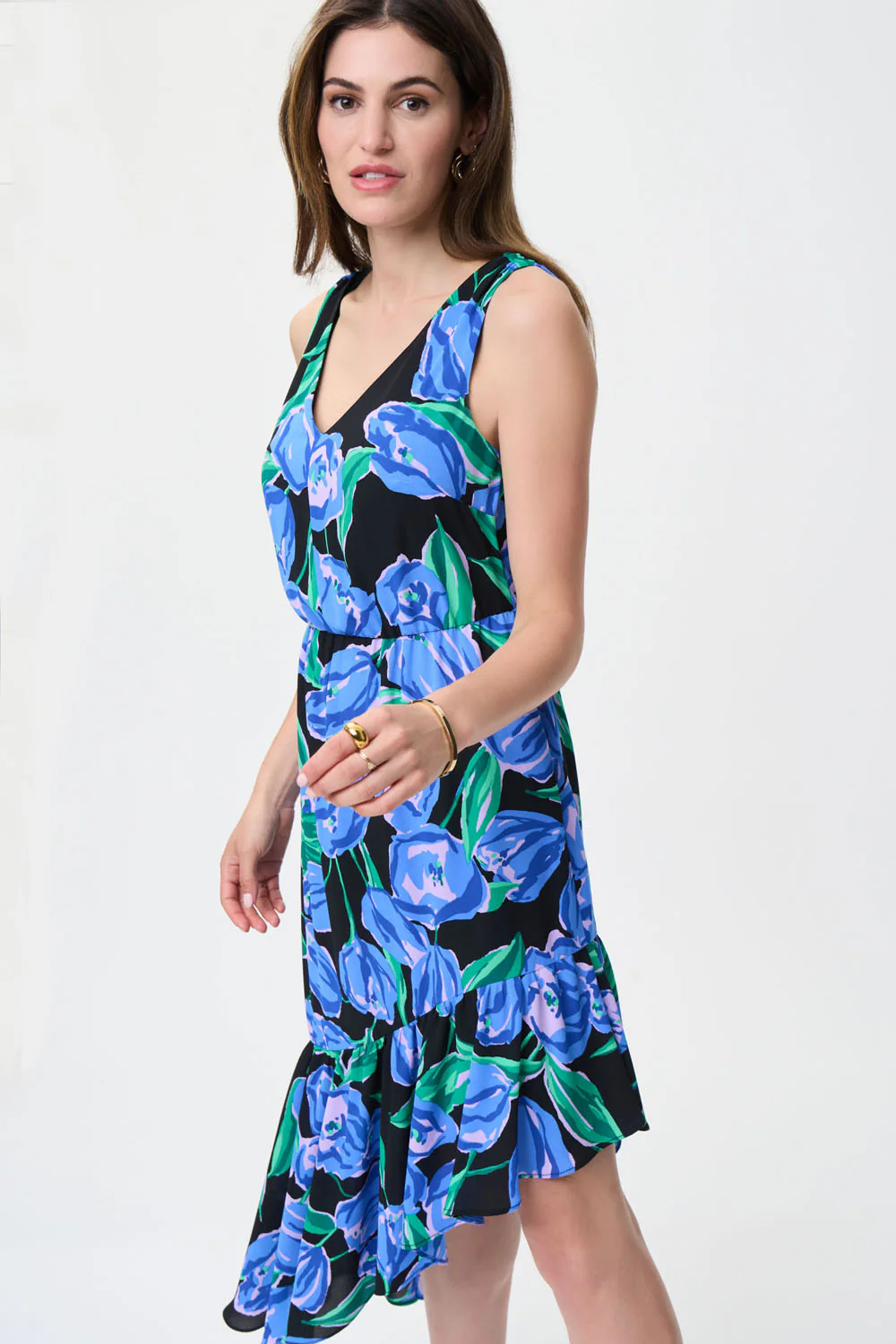 Joseph Ribkoff Black/Multi Sleeveless Dress Style 231185 - Image 4