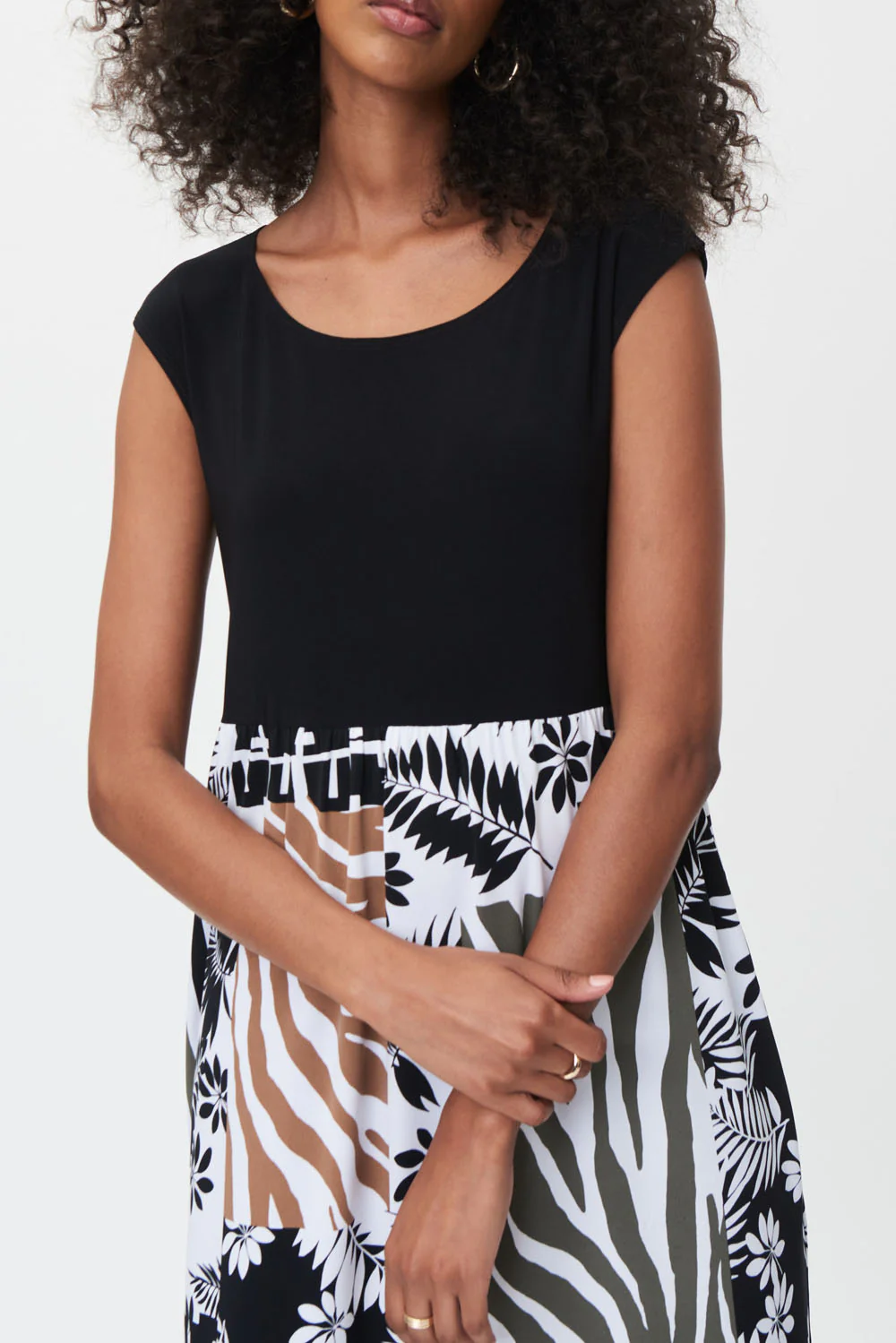 Joseph Ribkoff Black/Multi Sleeveless Dress Style 232236 - Image 2