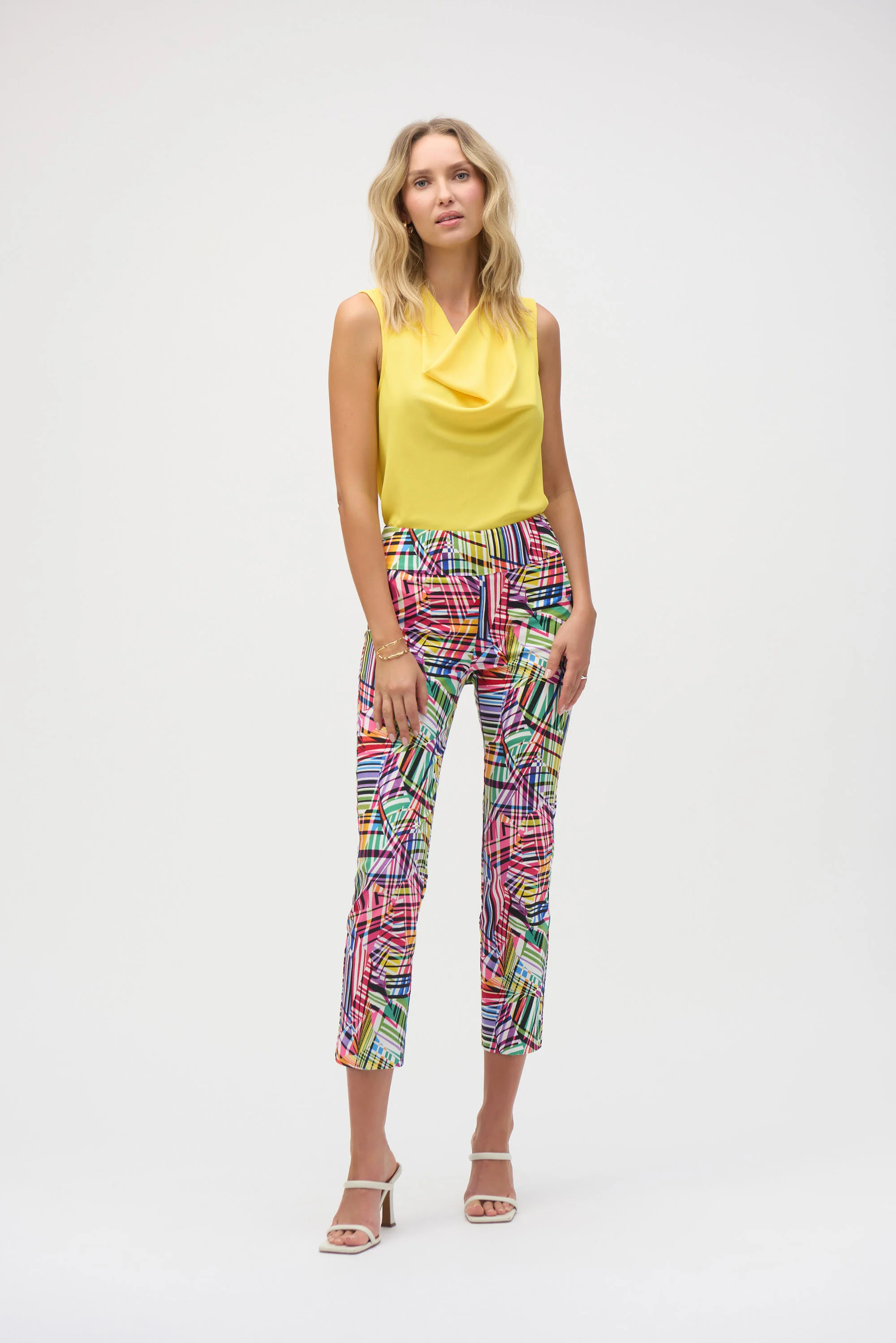 Joseph Ribkoff Black/Multi Straight Leg Pants Style 252233 - Image 3