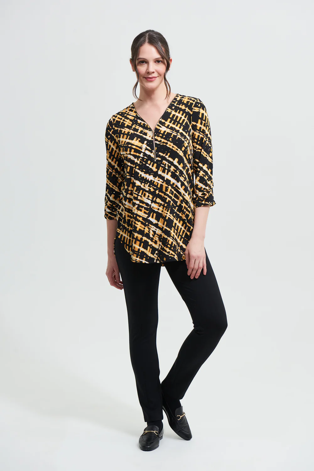 Joseph Ribkoff Black/Multi Striped Sequin Top Style 213686 - Image 2