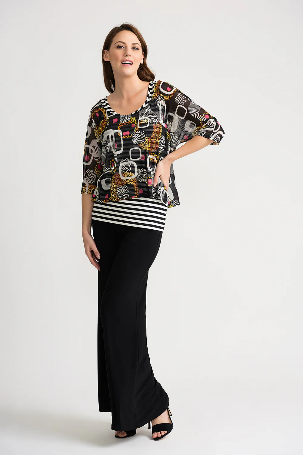 Joseph Ribkoff Black/Multi Top Style 202072 - Image 4