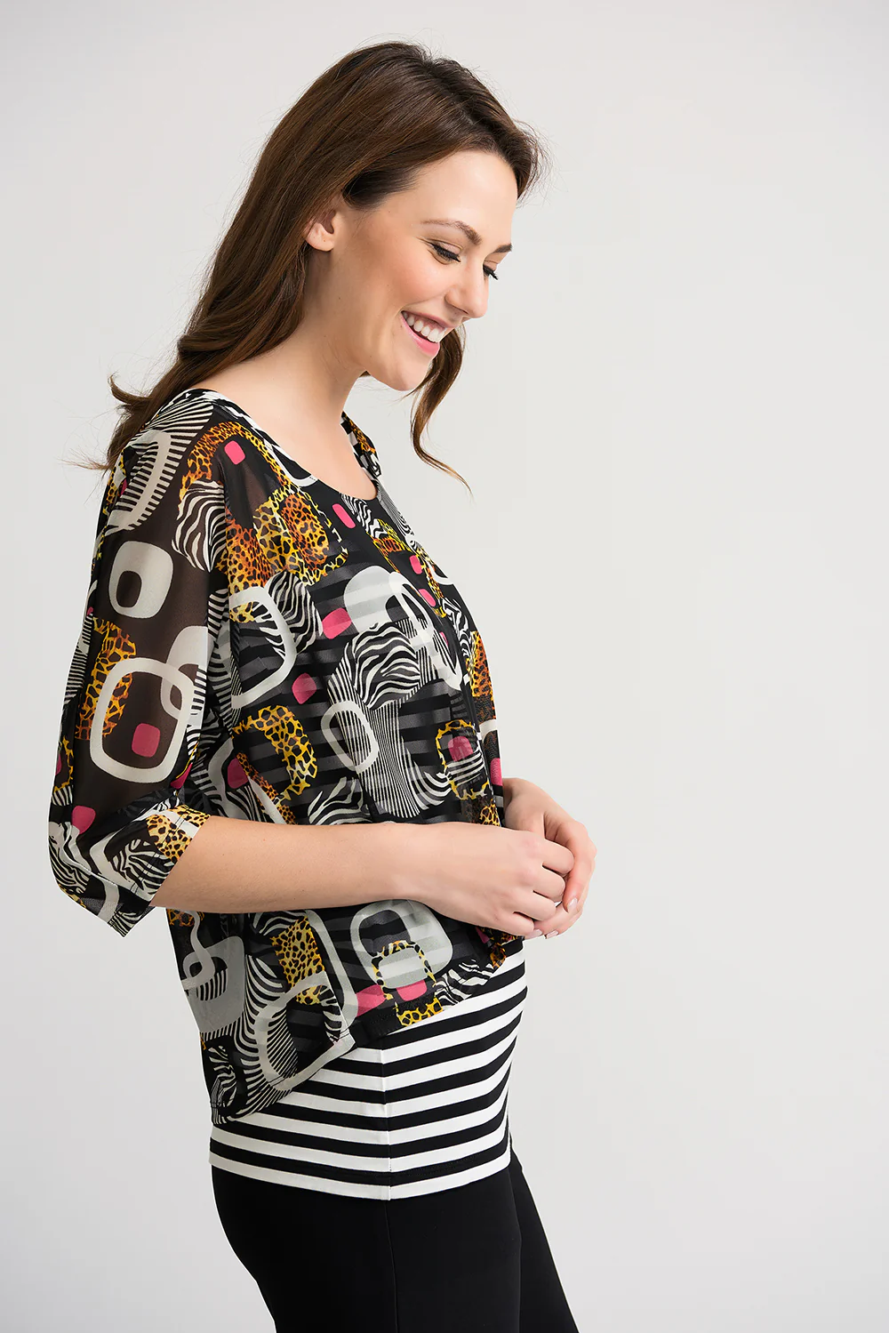 Joseph Ribkoff Black/Multi Top Style 202072 - Image 7