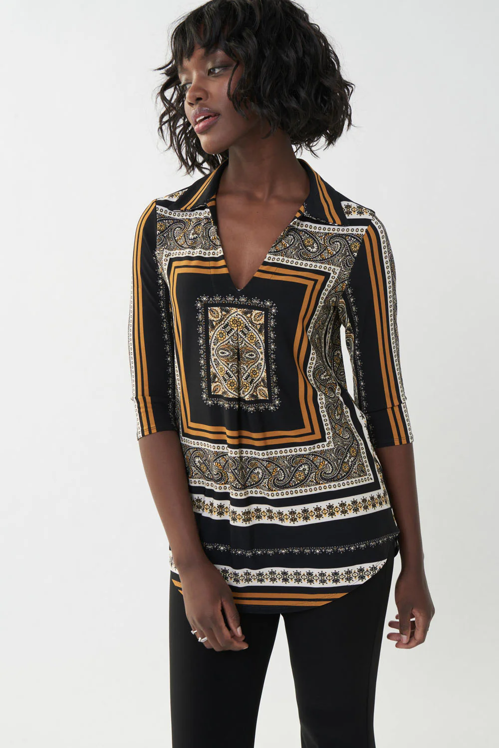 Joseph Ribkoff Black/Multi Paisley Top Style 223228