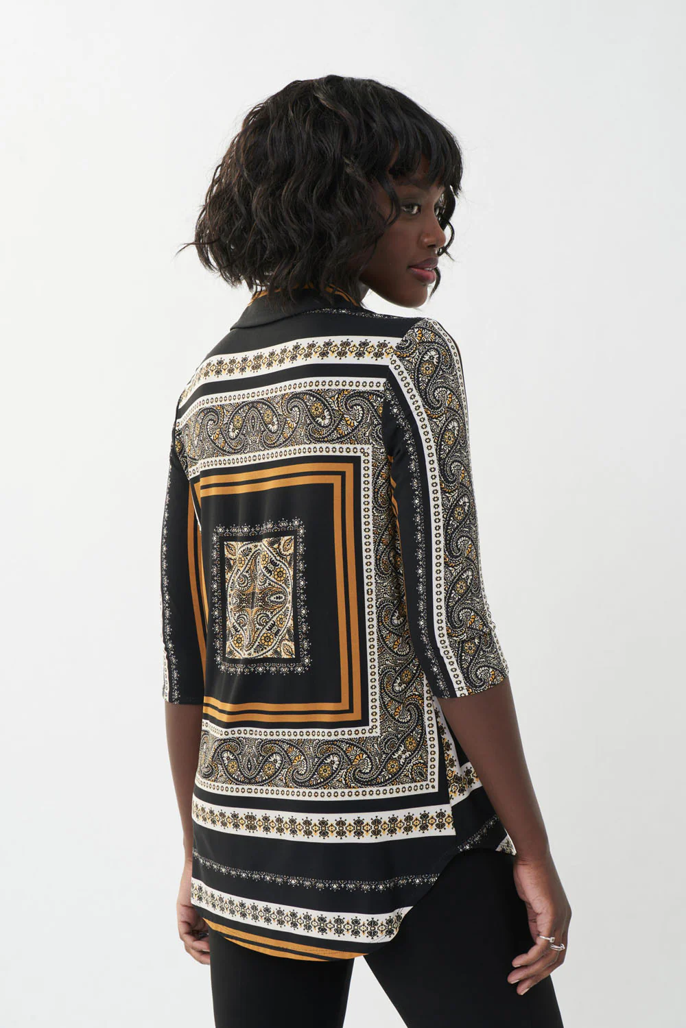 Joseph Ribkoff Black/Multi Paisley Top Style 223228 - Image 2