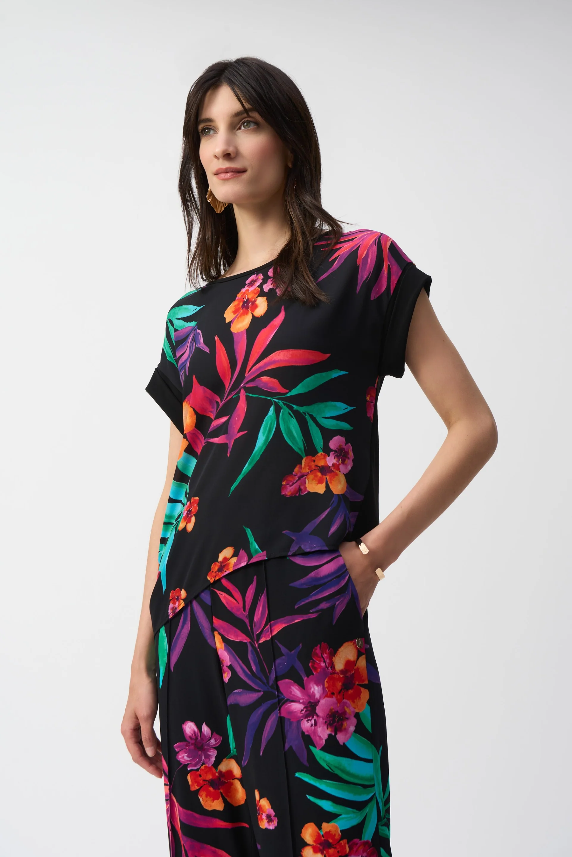 Joseph Ribkoff Tropical Print Boxy Top Style 251214
