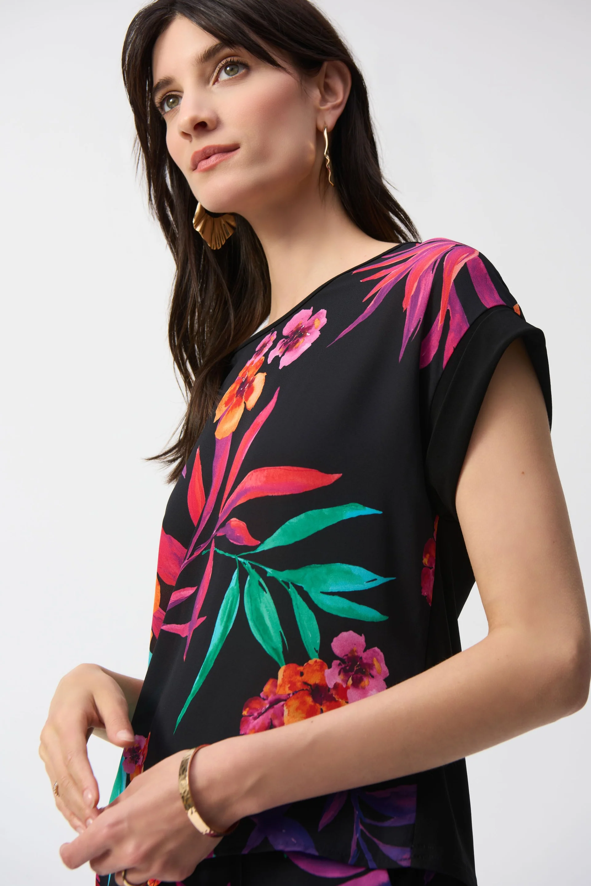 Joseph Ribkoff Tropical Print Boxy Top Style 251214 - Image 4
