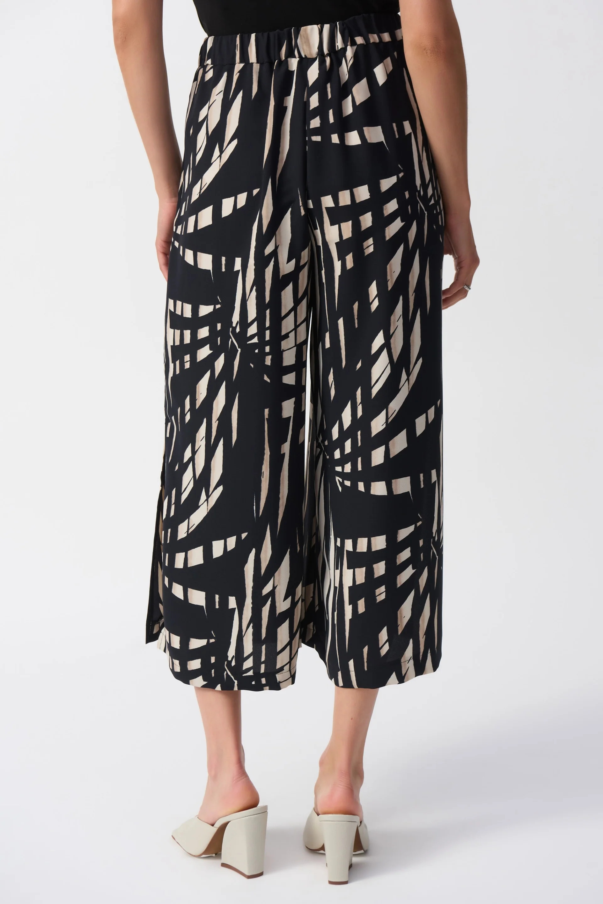 Joseph Ribkoff Black/Multi Tropical Print Culotte Pants Style 251159 - Image 3