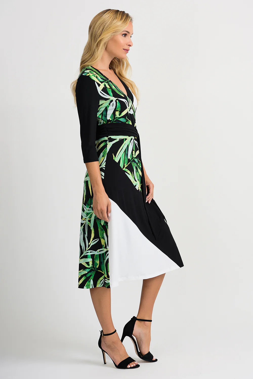 Joseph Ribkoff Black/Multi/Vanilla Dress Style 201175 - Image 3