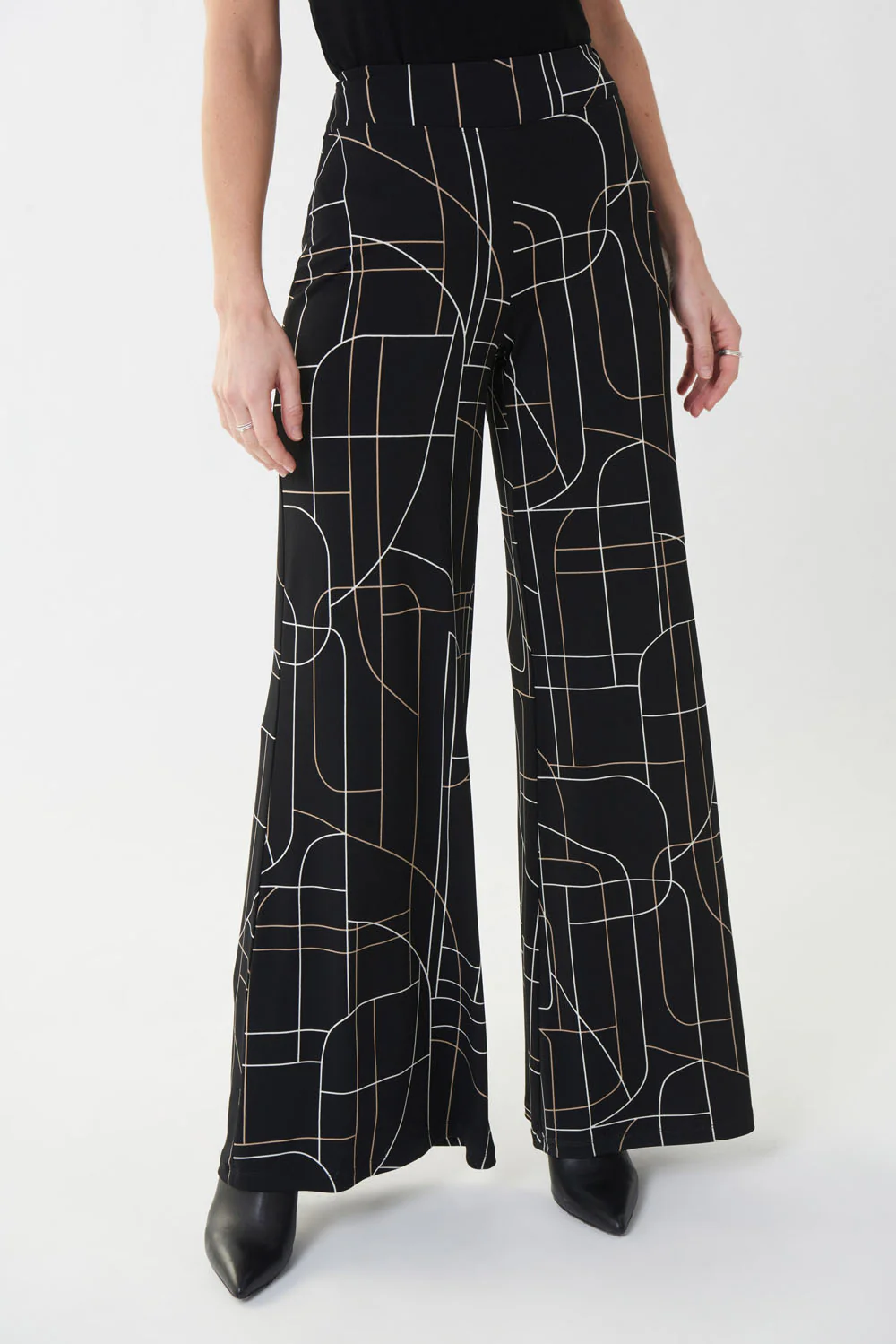 Joseph Ribkoff Black/Multi Wide Leg Pant Style 223282 - Image 2