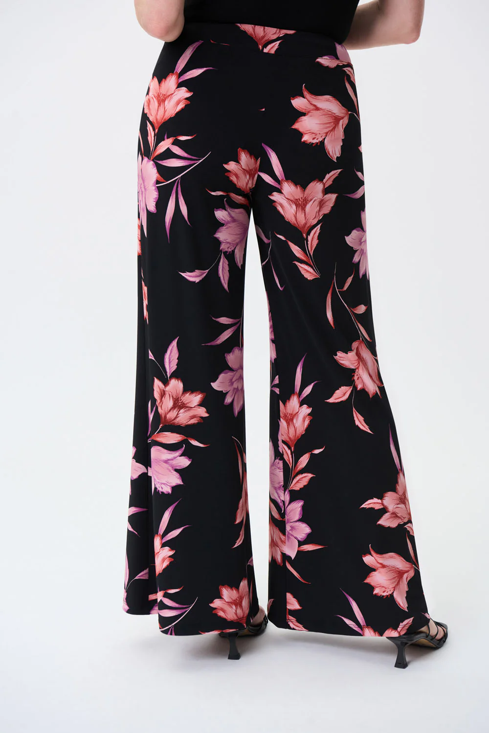 Joseph Ribkoff Black/Multi Wide Leg Pants Style 231301 - Image 3