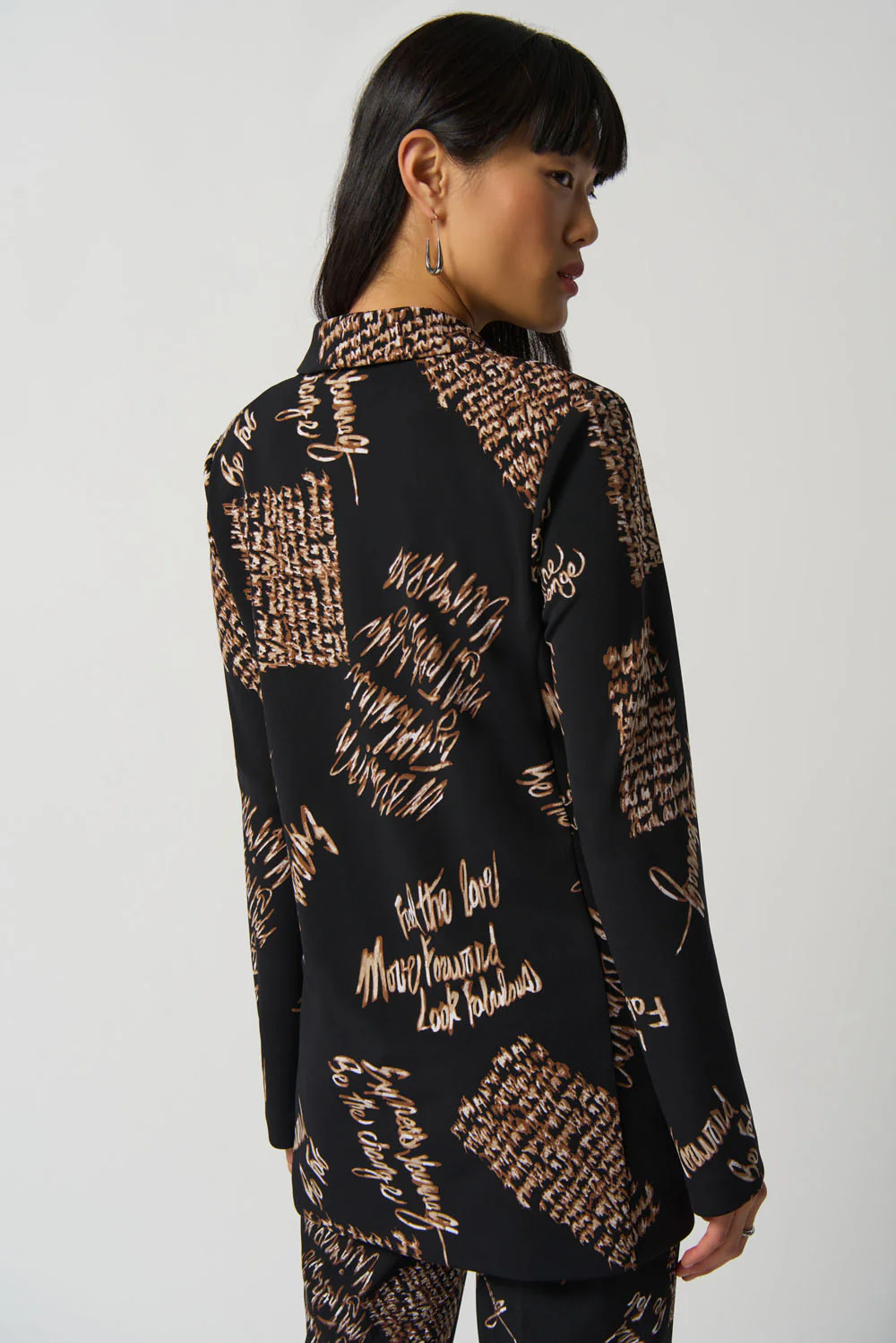 Joseph Ribkoff Black/Multi Wording Print Blazer Style 233121 - Image 3