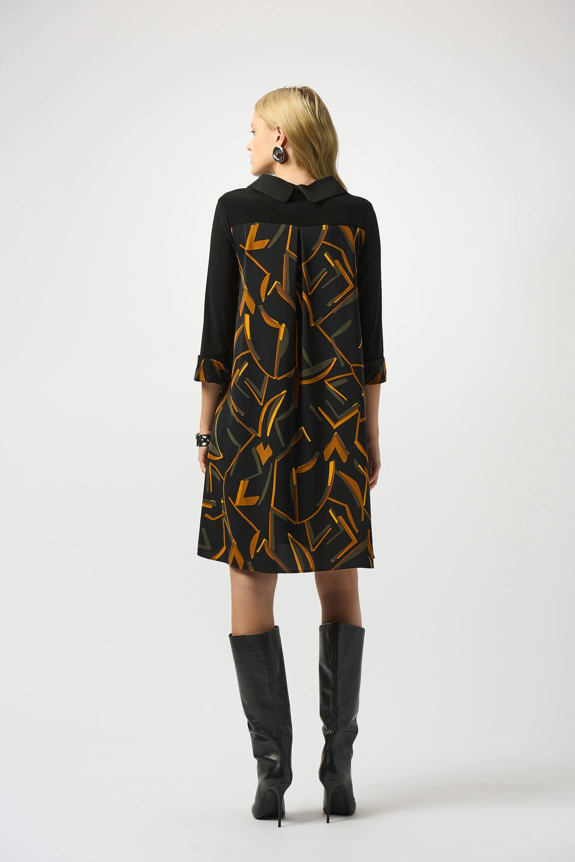 Joseph Ribkoff Black/Multi Abstract Print Dress Style 253186 - Image 3