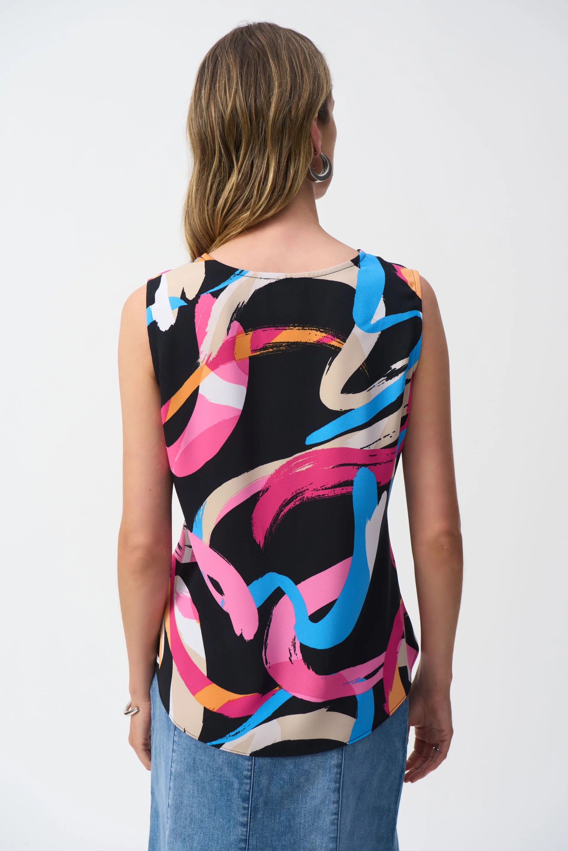 Joseph Ribkoff Black/Multi Woven And Flare Top Style 251170 - Image 4