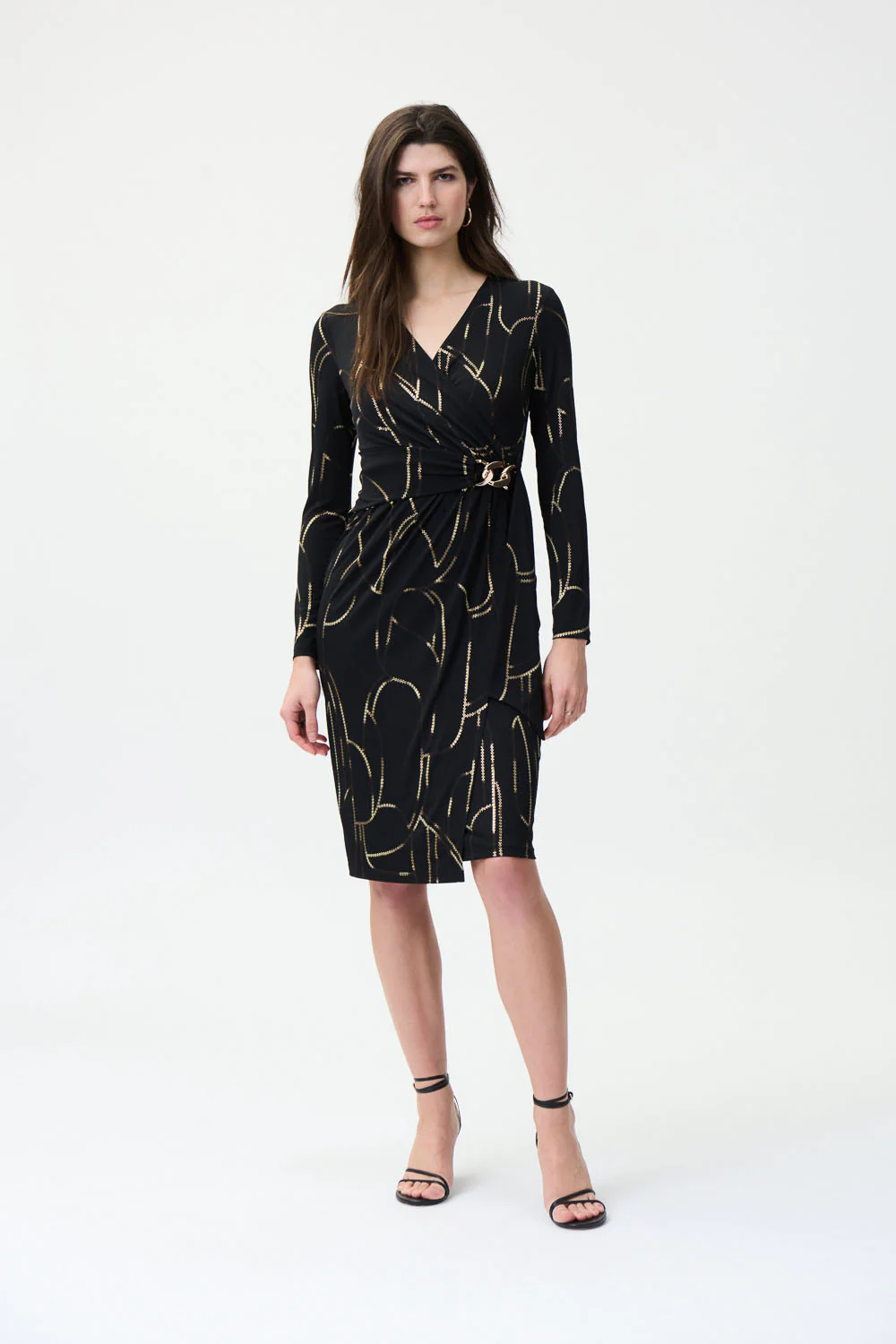 Joseph Ribkoff Black/Multi Wrap Dress Style 224284