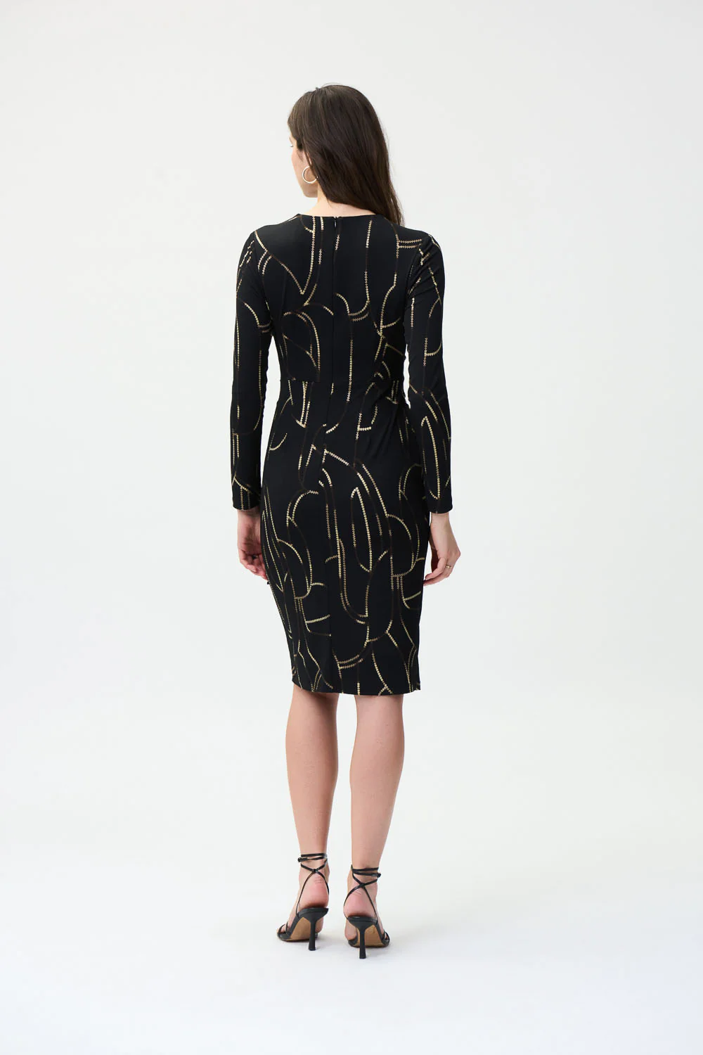 Joseph Ribkoff Black/Multi Wrap Dress Style 224284 - Image 4
