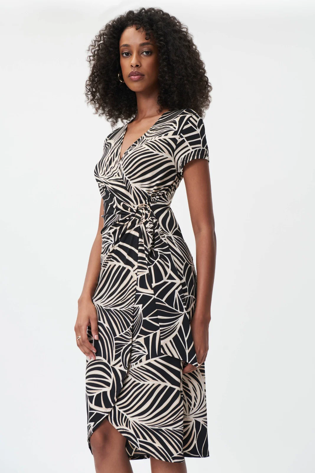 Joseph Ribkoff Black/Multi Wrap Dress Style 232037 - Image 2