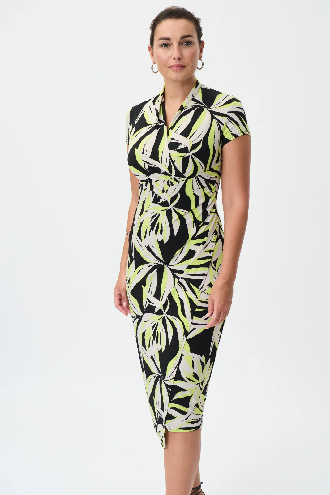 Joseph Ribkoff Black/Multi Wrap Dress Style 232040 - Image 2