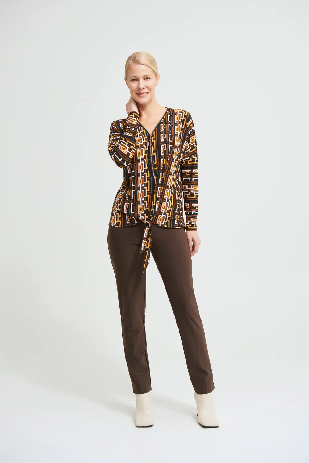 Joseph Ribkoff Black/Multi Geometric Print Top Style 213389 - Image 2
