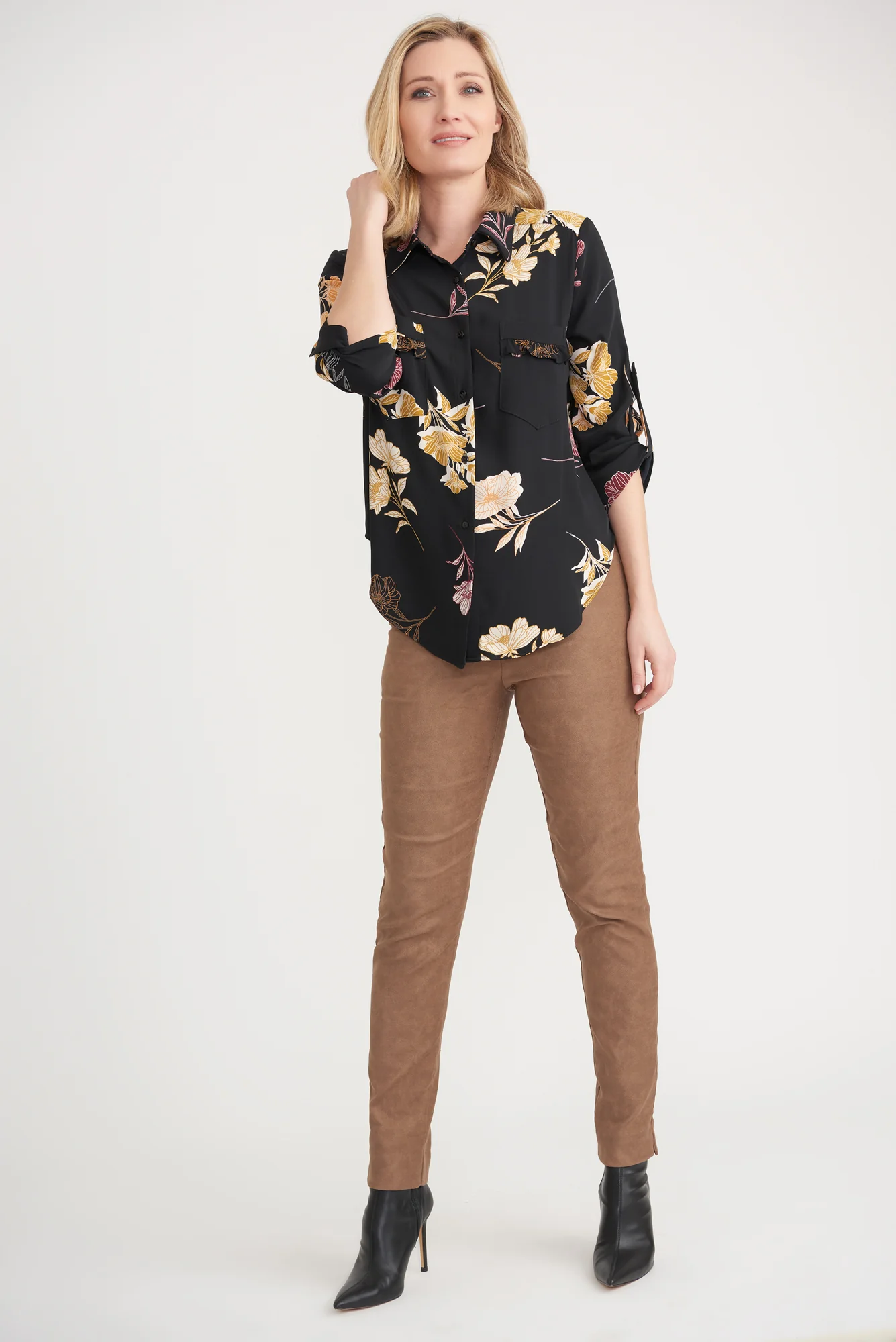 Joseph Ribkoff Black/Mutli Blouse Style 203345 - Image 2