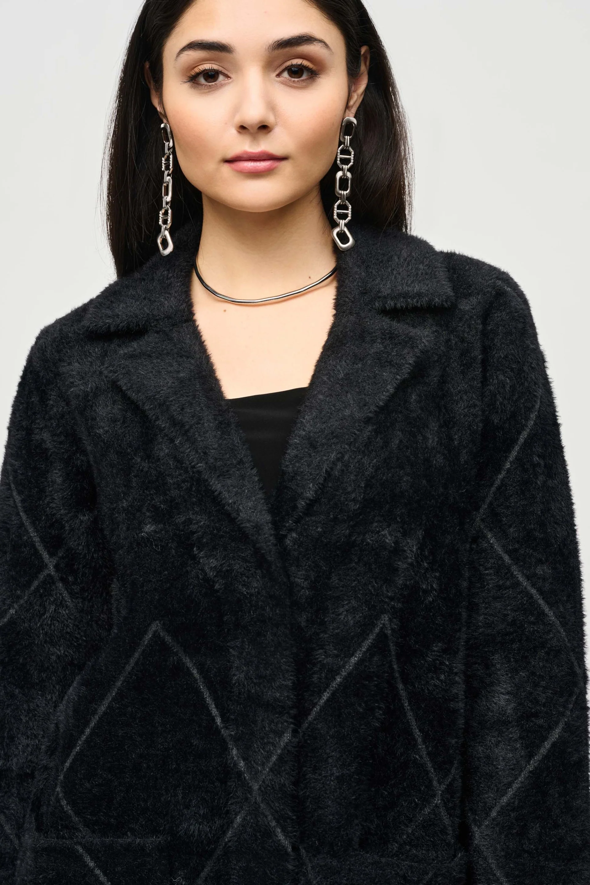 Joseph Ribkoff Black Notched Collar Coat Style 233951 - Image 2