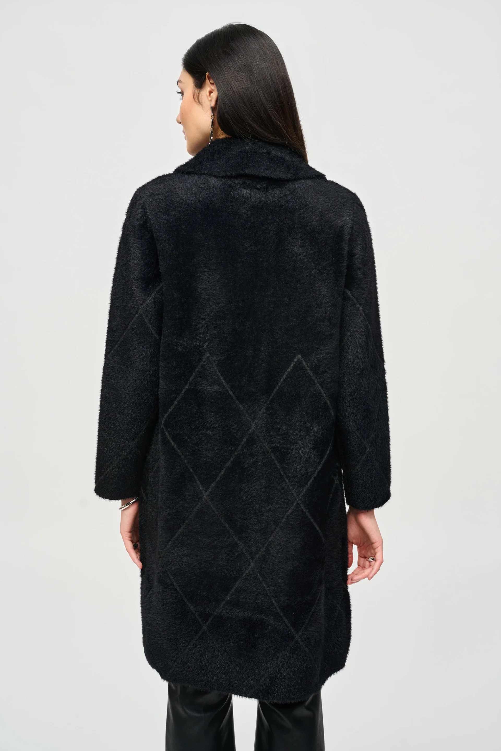 Joseph Ribkoff Black Notched Collar Coat Style 233951 - Image 3