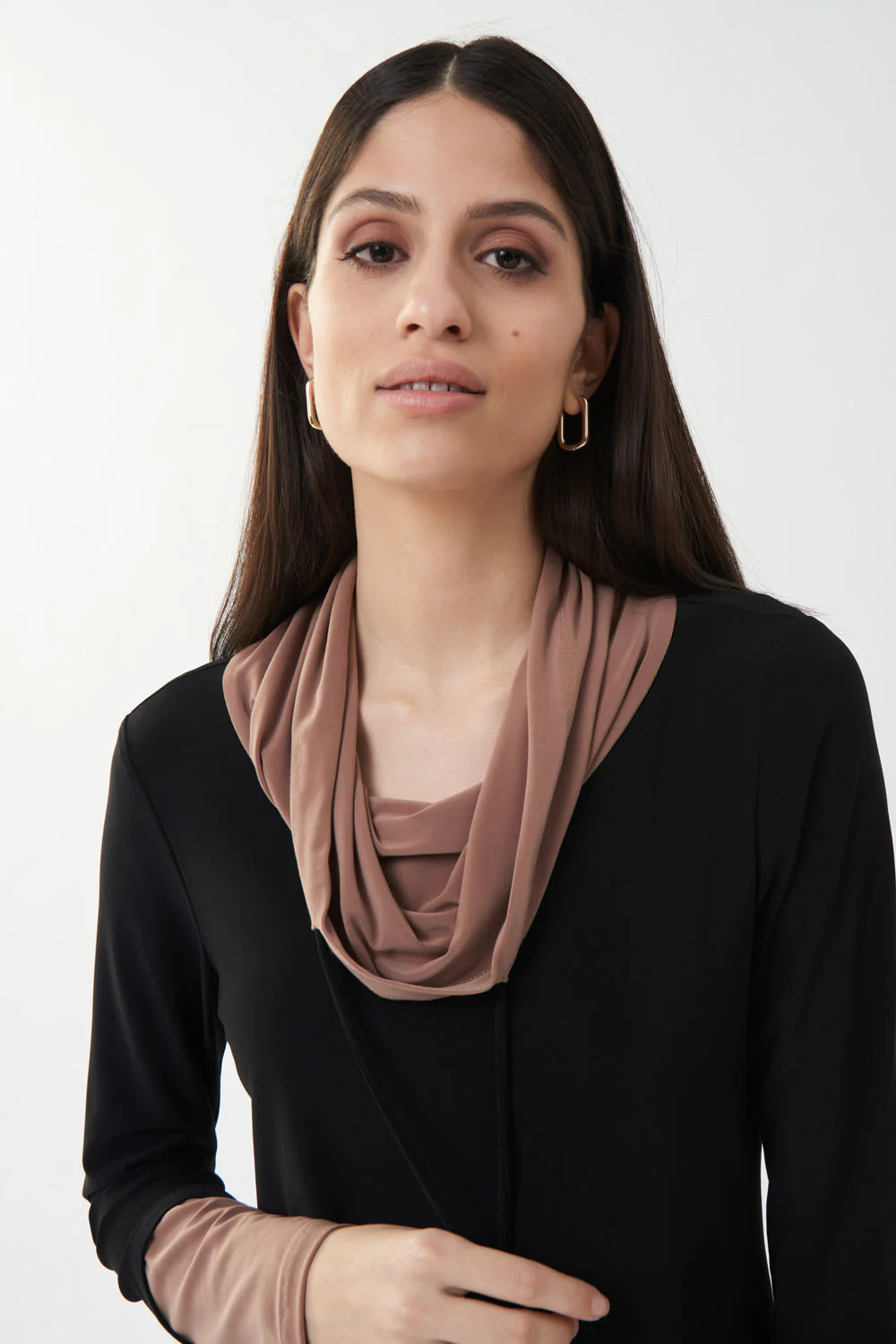 Joseph Ribkoff Black/Nutmeg Two-Tone Tunic Style 223302 - Image 3