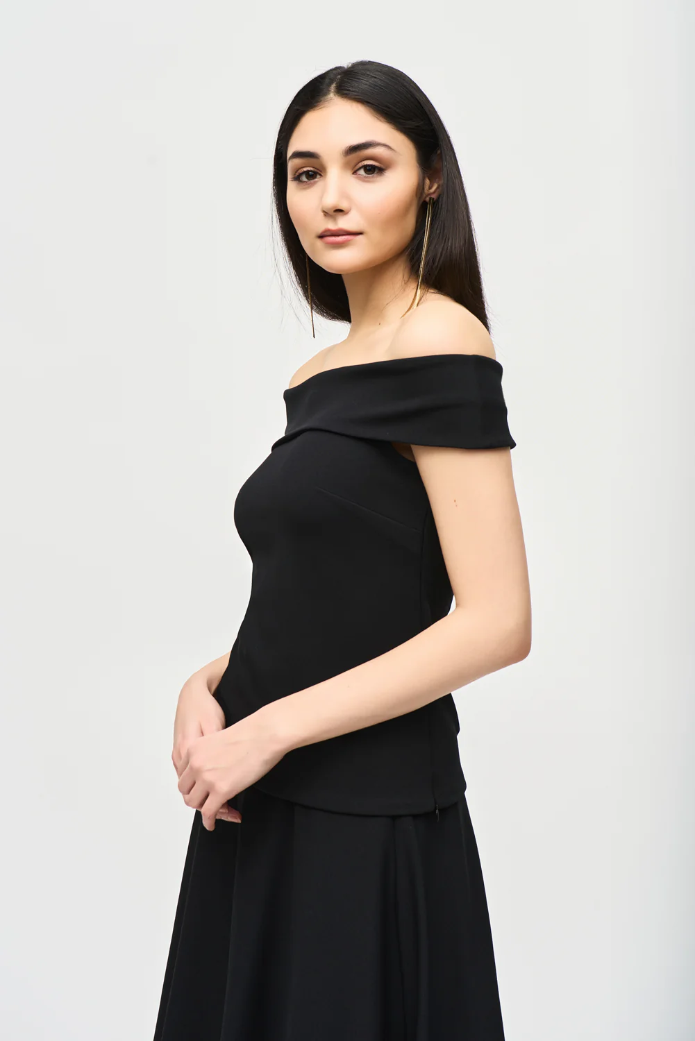 Joseph Ribkoff Black Off-the-Shoulder Top Style 241787 - Image 2