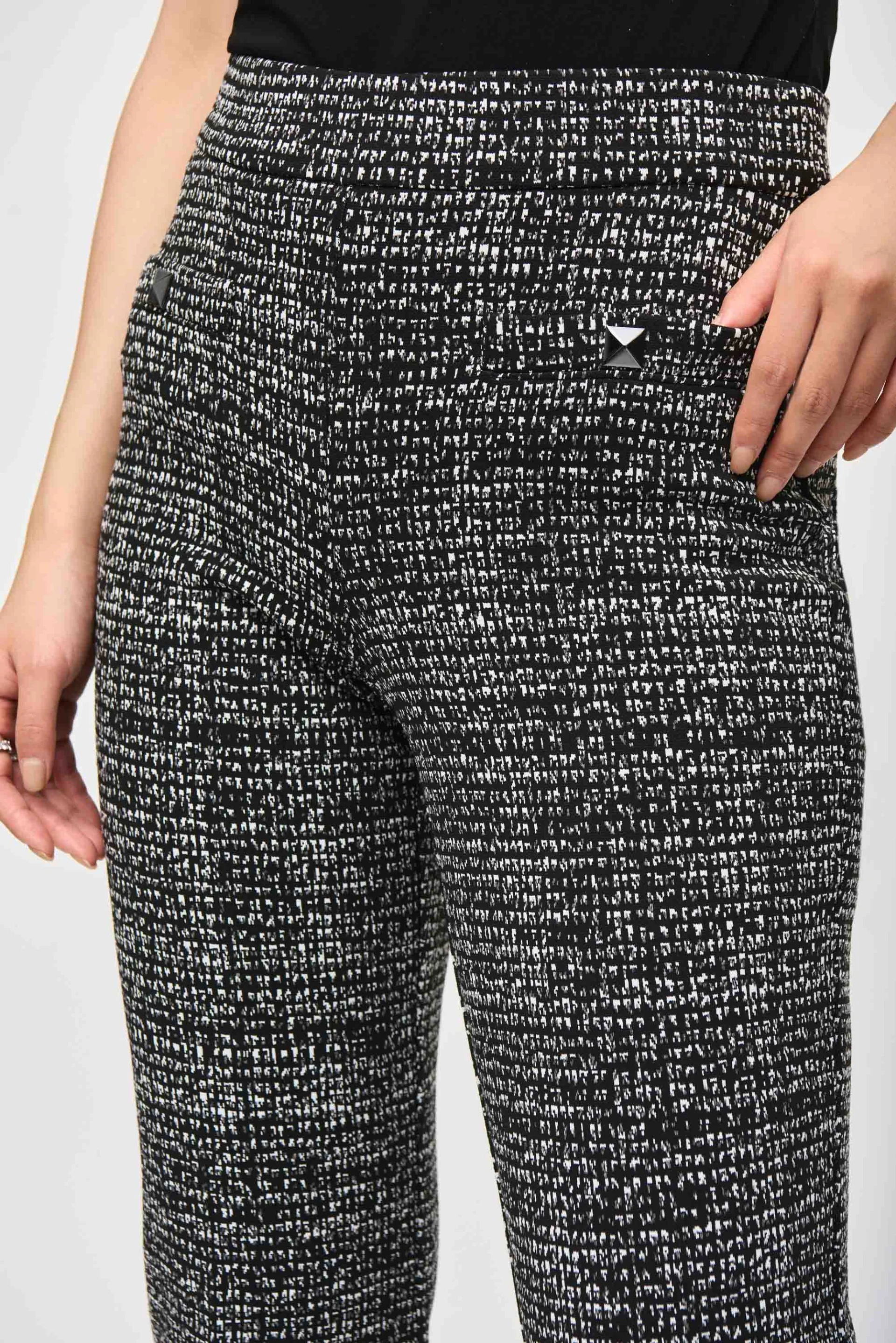 Joseph Ribkoff Black/Off-White Abstract Print Pants Style 243047 - Image 3
