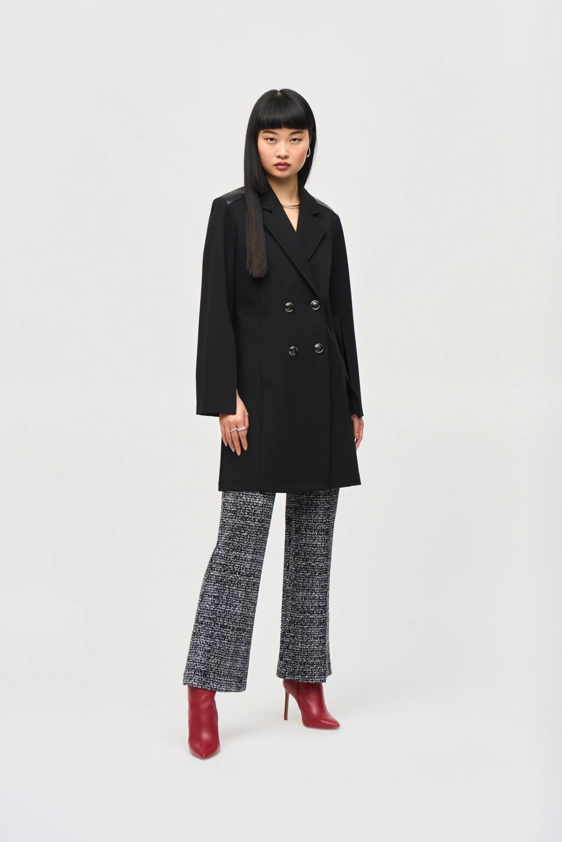 Joseph Ribkoff Black/Off-White Abstract Print Pants Style 243047 - Image 5