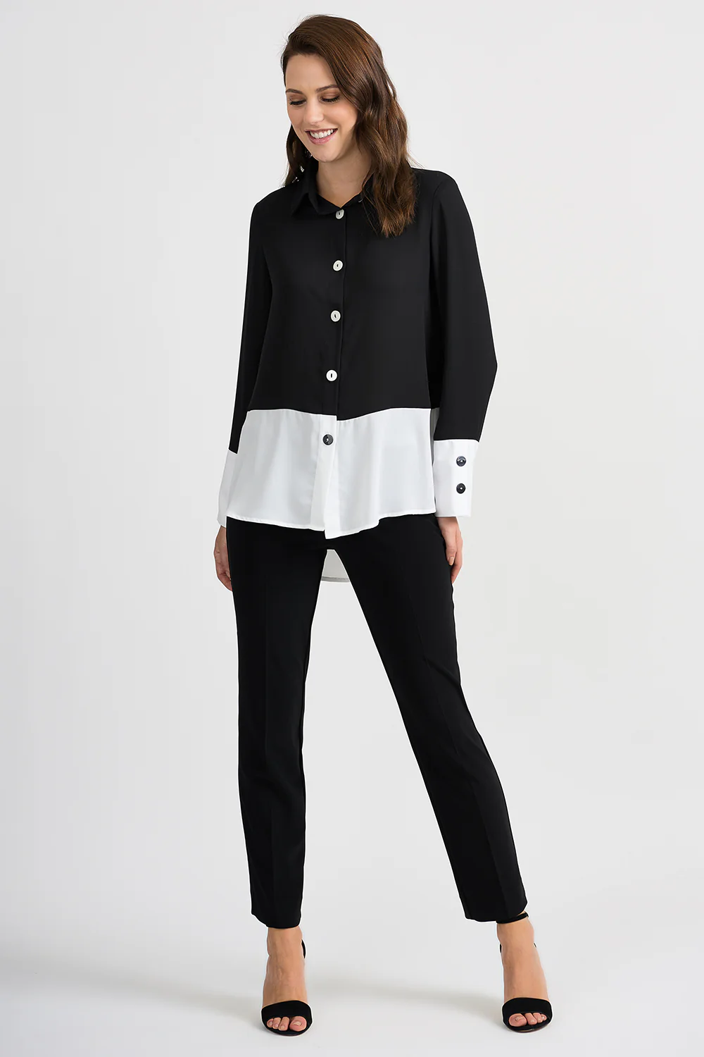 Joseph Ribkoff Black/Off-White Blouse Style 201173 - Image 3