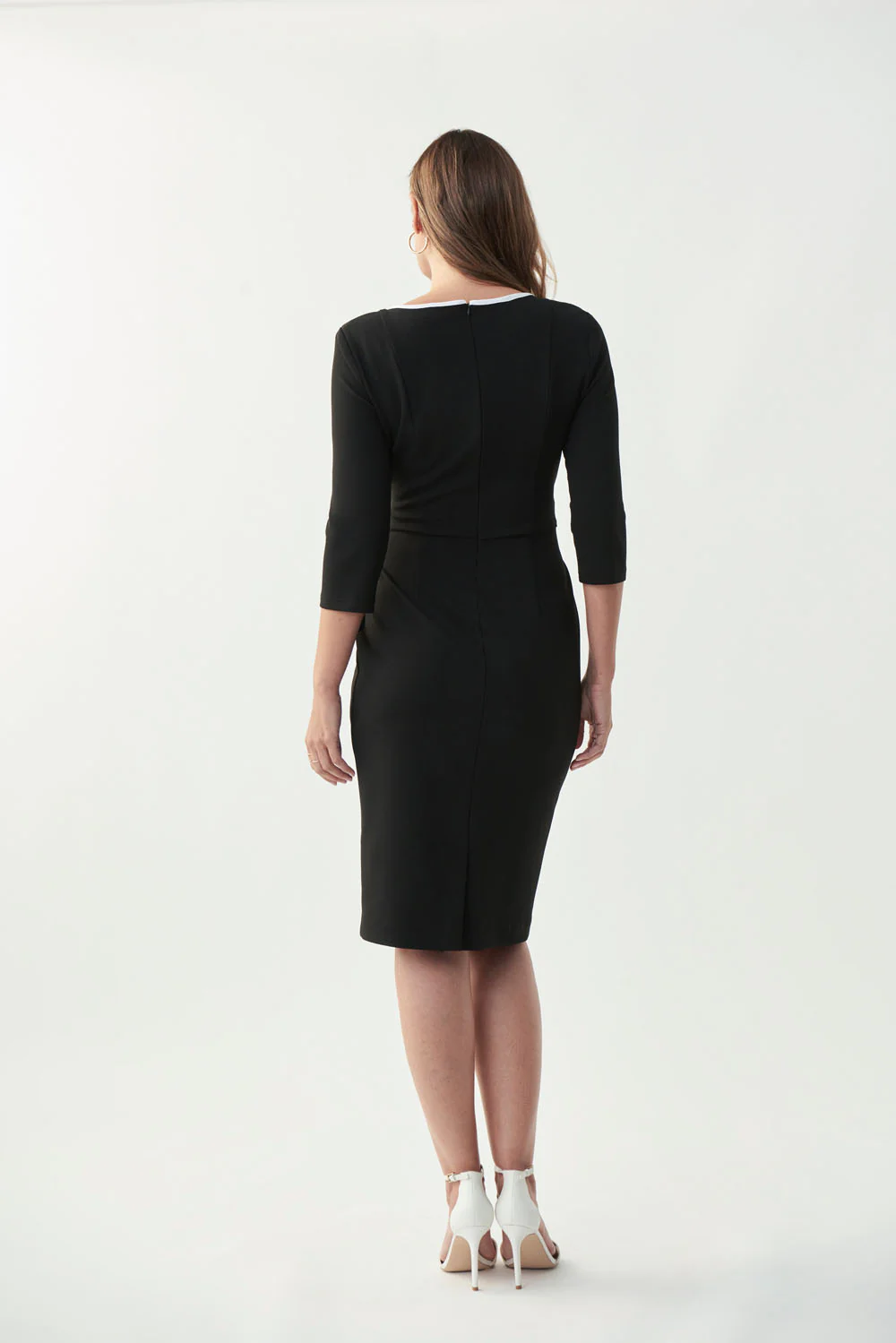 Joseph Ribkoff Black/Off-White Contrast Trim Dress Style 221210 - Image 4