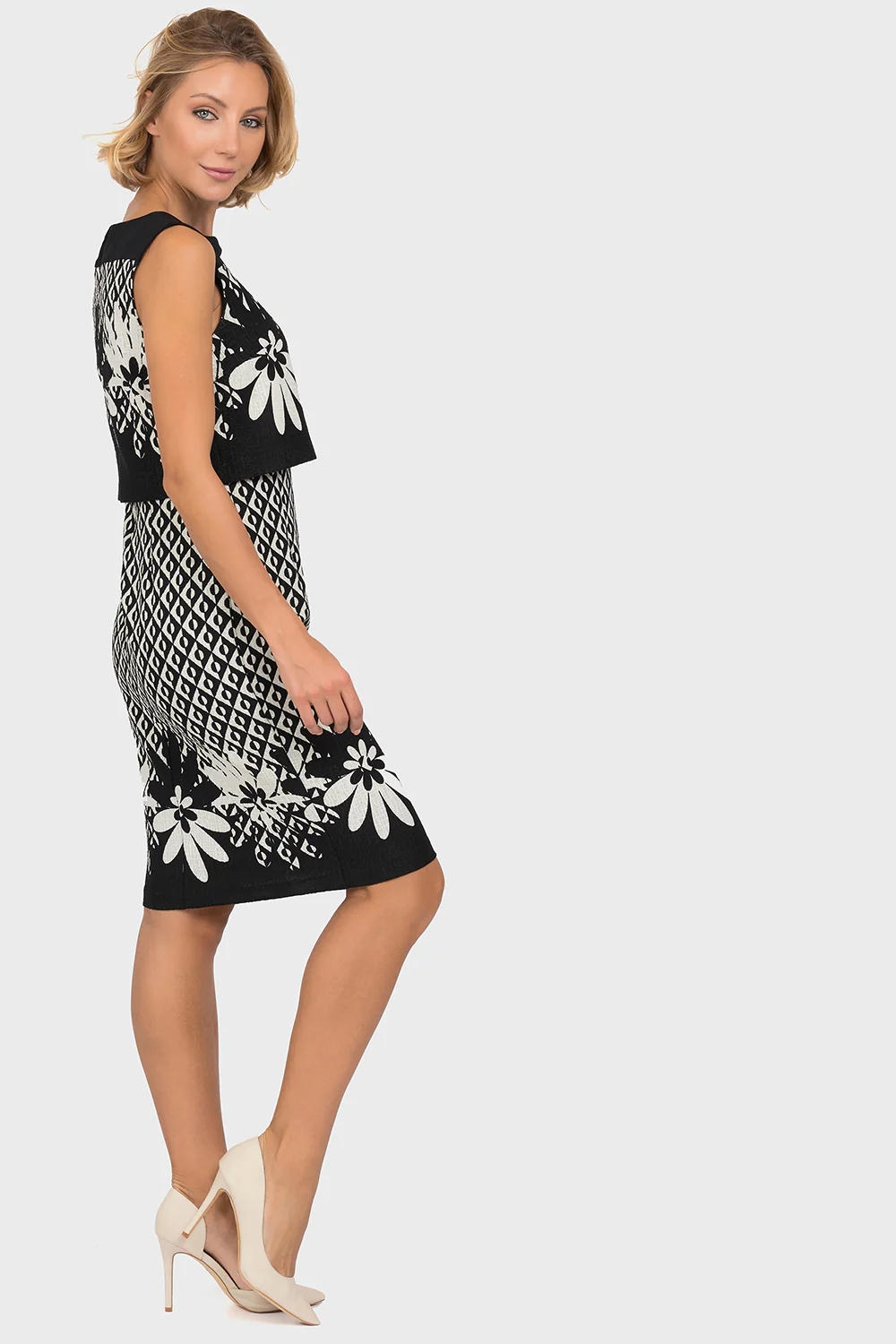 Joseph Ribkoff Black/Off-White Dress Style 191820 - Image 3