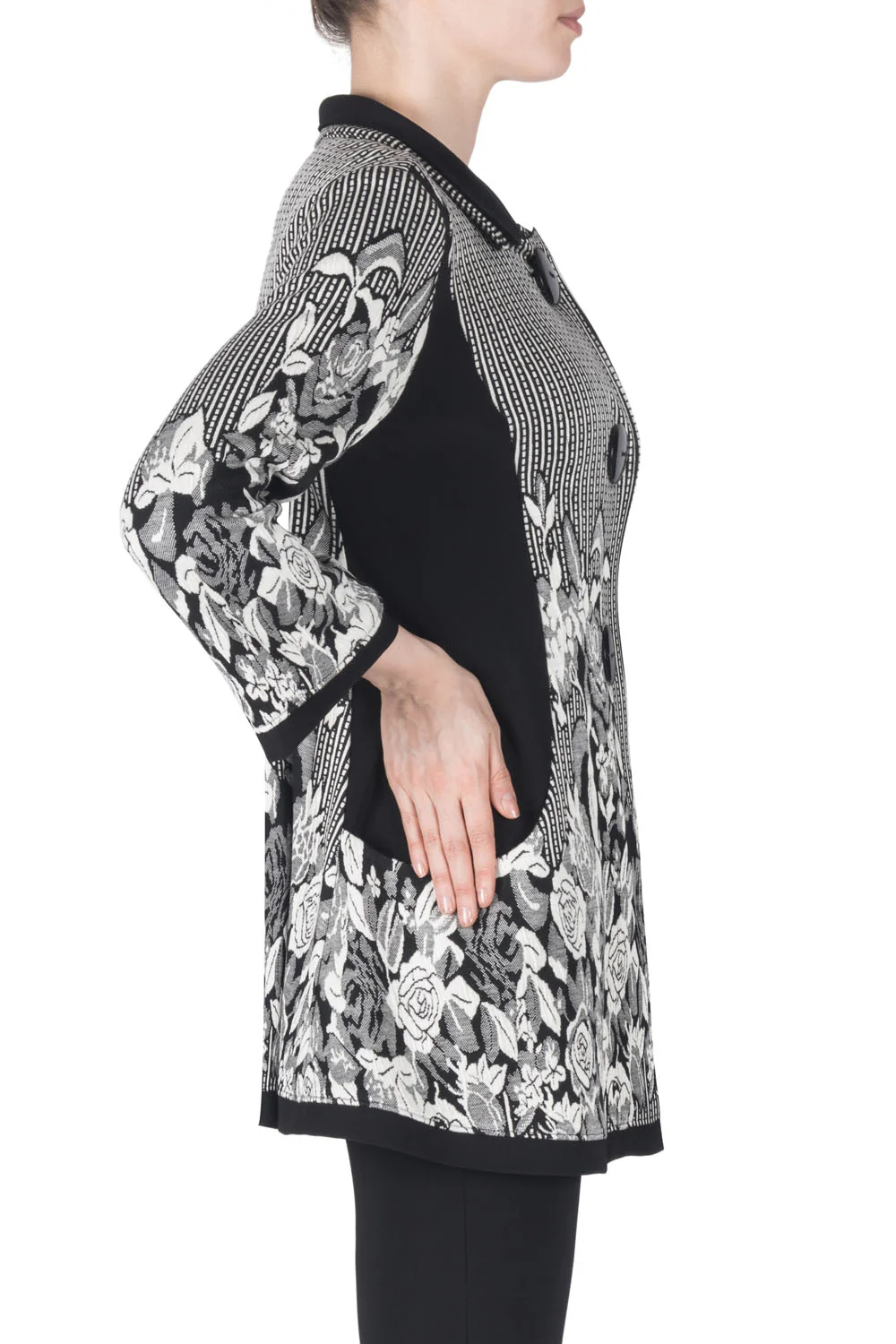 Joseph Ribkoff Black/Off-White Jacket Style 183663 - Image 2