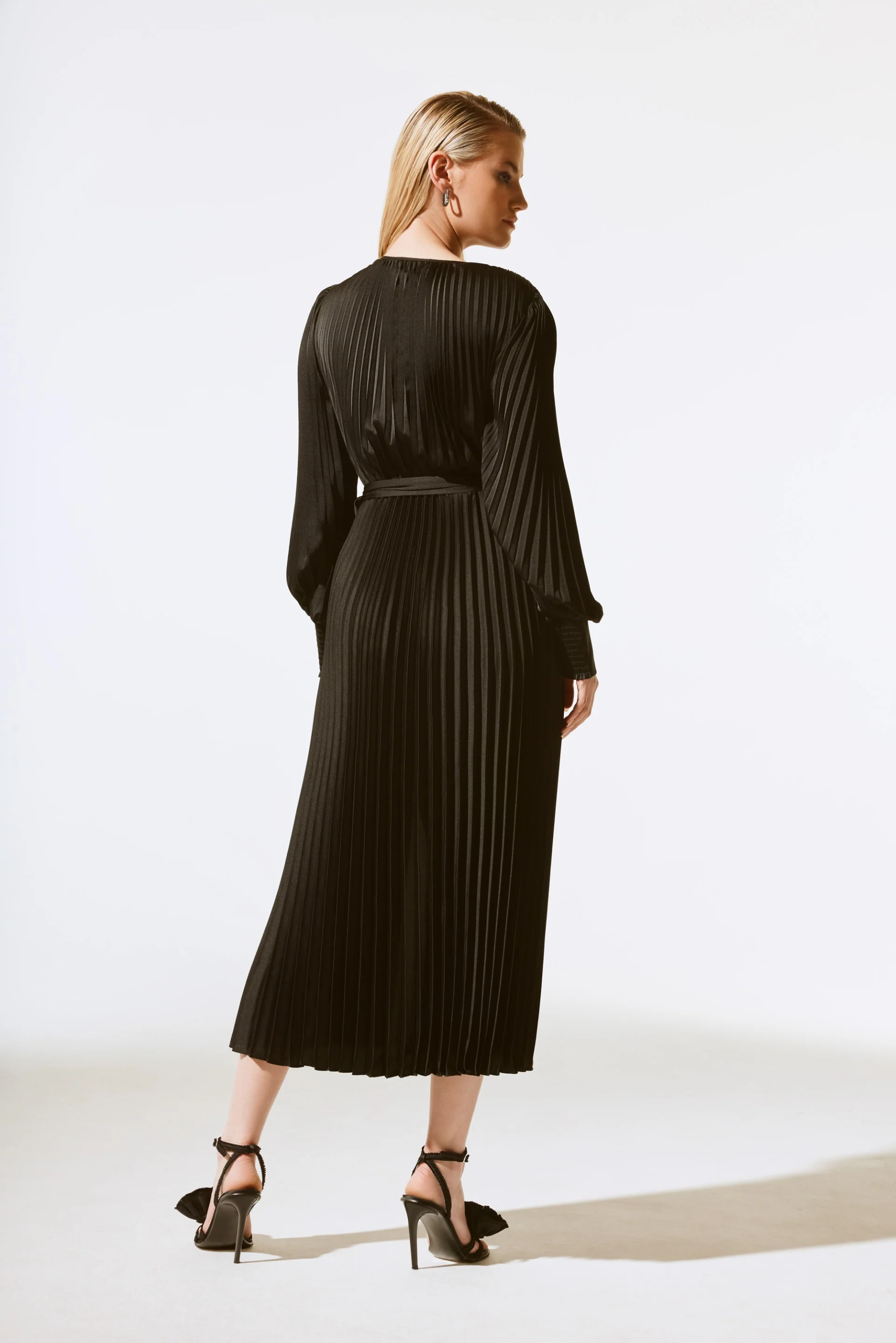 Joseph Ribkoff Black Pleated Midi Dress Style 243771X - Image 3