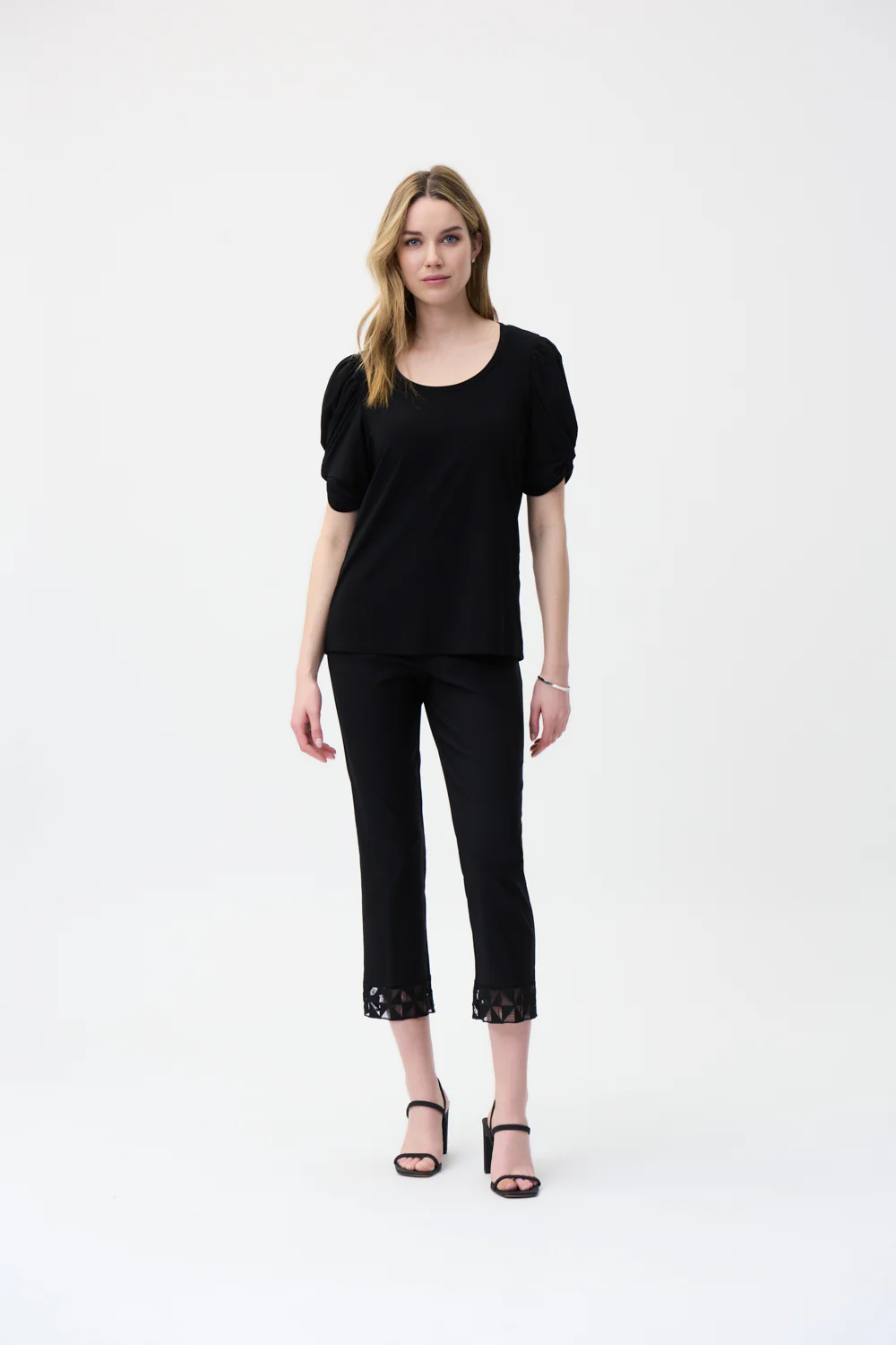 Joseph Ribkoff Black Puffed Sleeve Top Style 221157