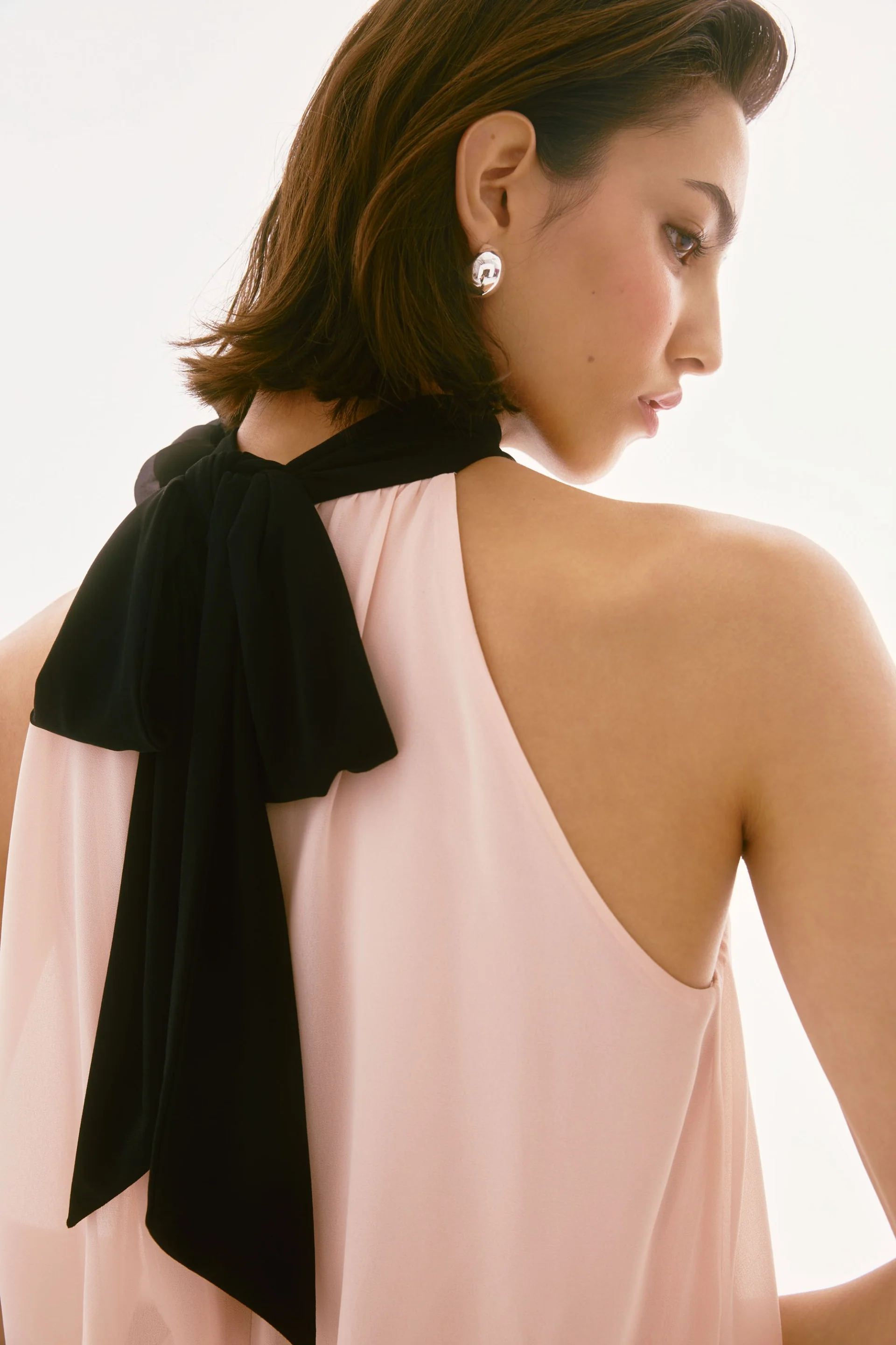 Joseph Ribkoff Black/Quartz Silky Knit and Chiffon Wide Leg Jumpsuit Style 251745 - Image 3