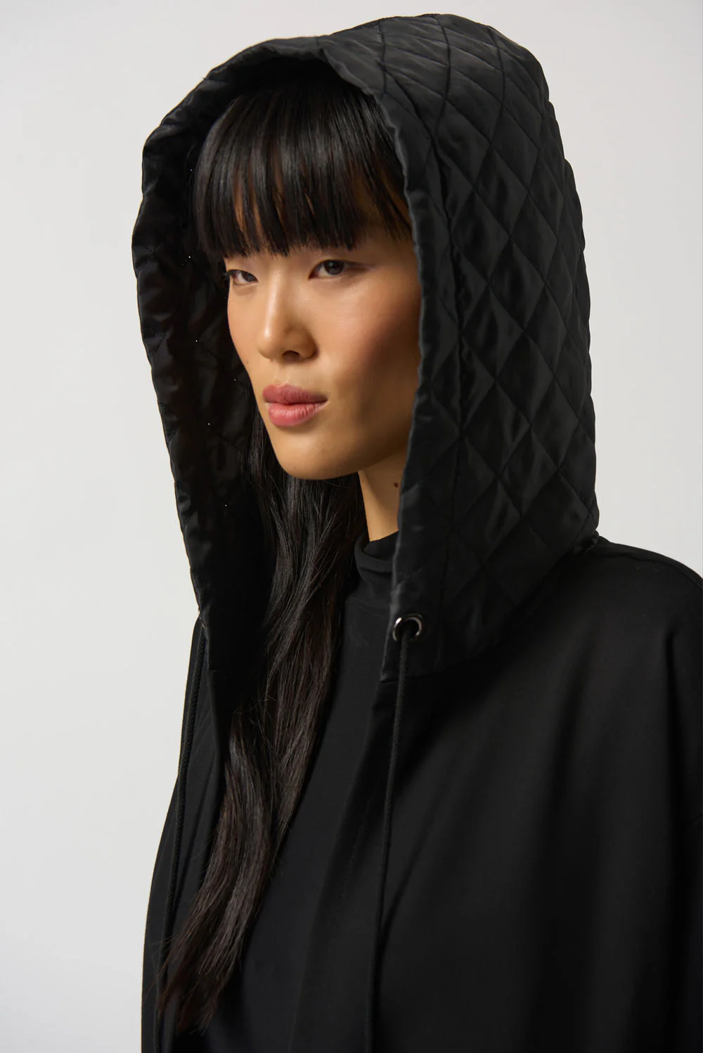 Joseph Ribkoff Black Quilted Hooded Jacket Style 233058 - Image 4