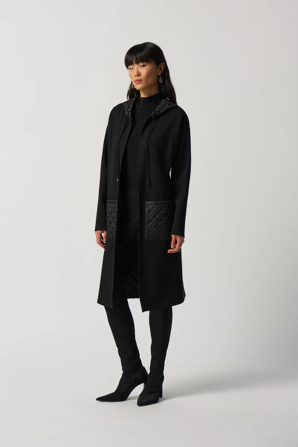 Joseph Ribkoff Black Quilted Hooded Jacket Style 233058 - Image 5