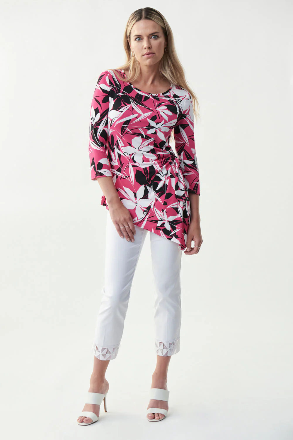 Joseph Ribkoff Black/Raspberry Sorbet/Vanilla Tunic Style 221215