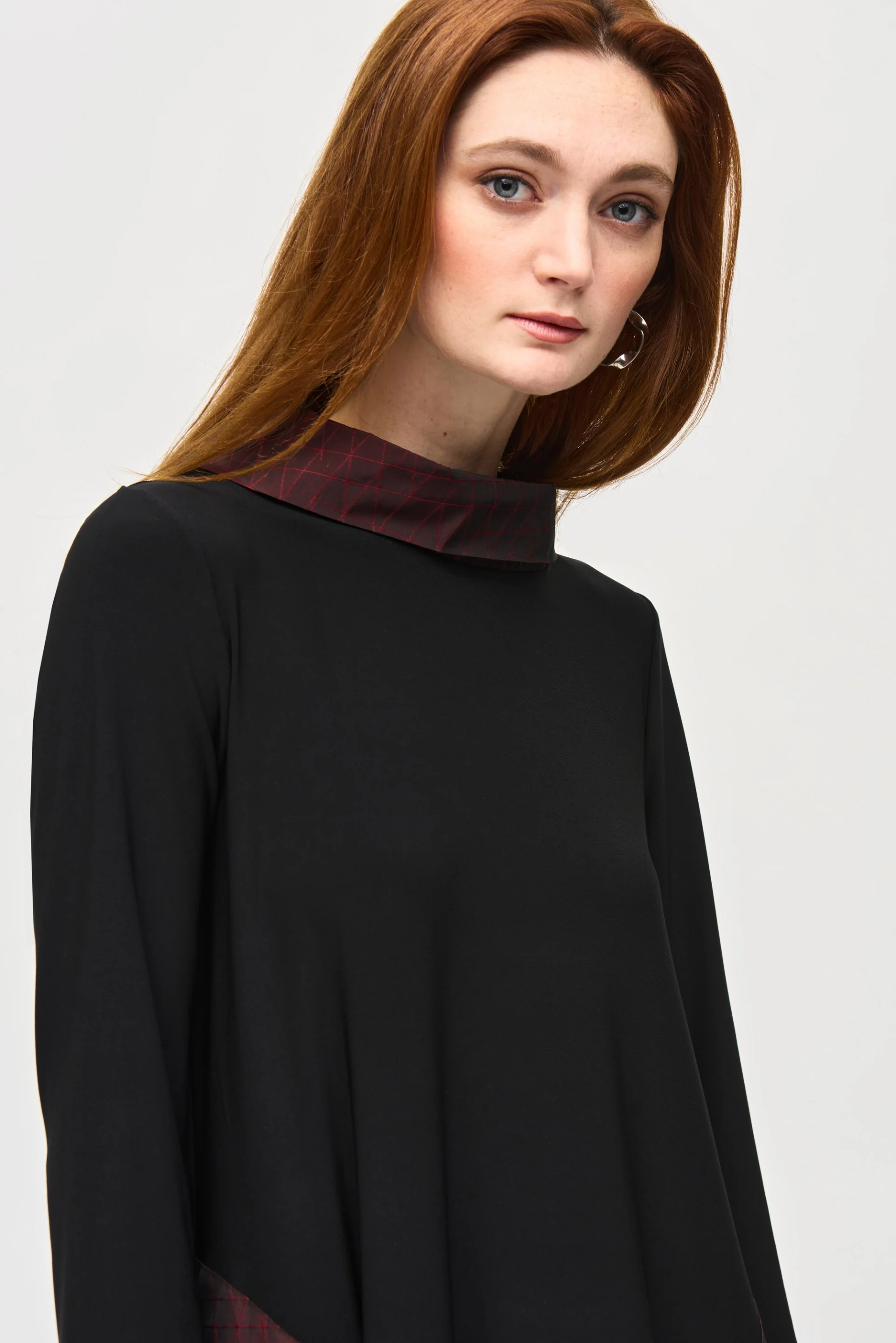 Joseph Ribkoff Black/Red Cocoon Dress Style 243080 - Image 3