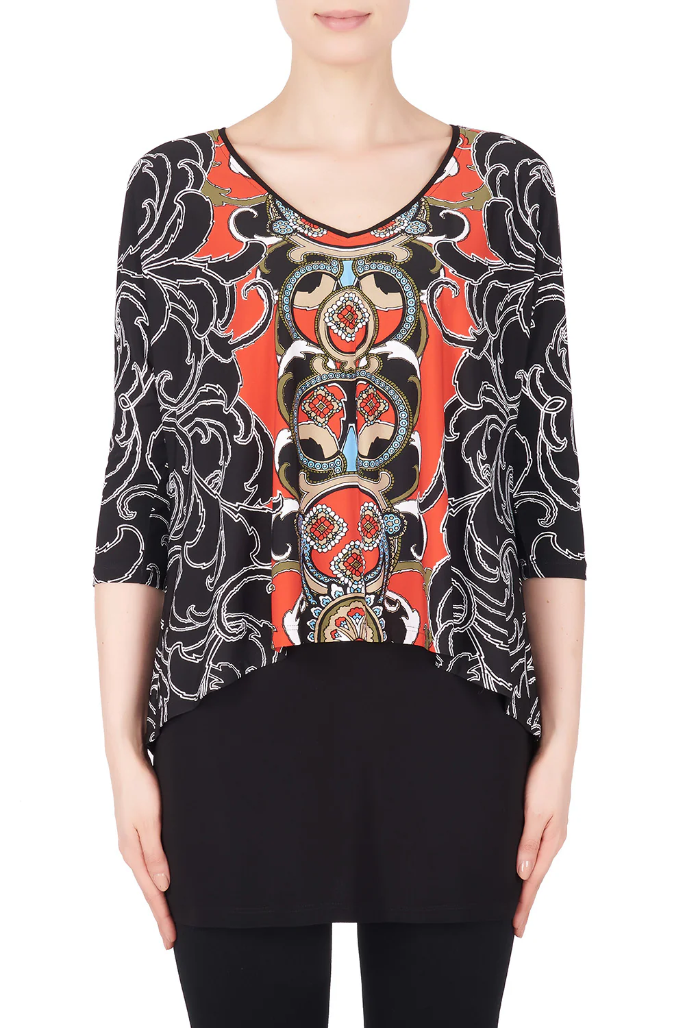 Joseph Ribkoff Black/Red Tunic Style 184674